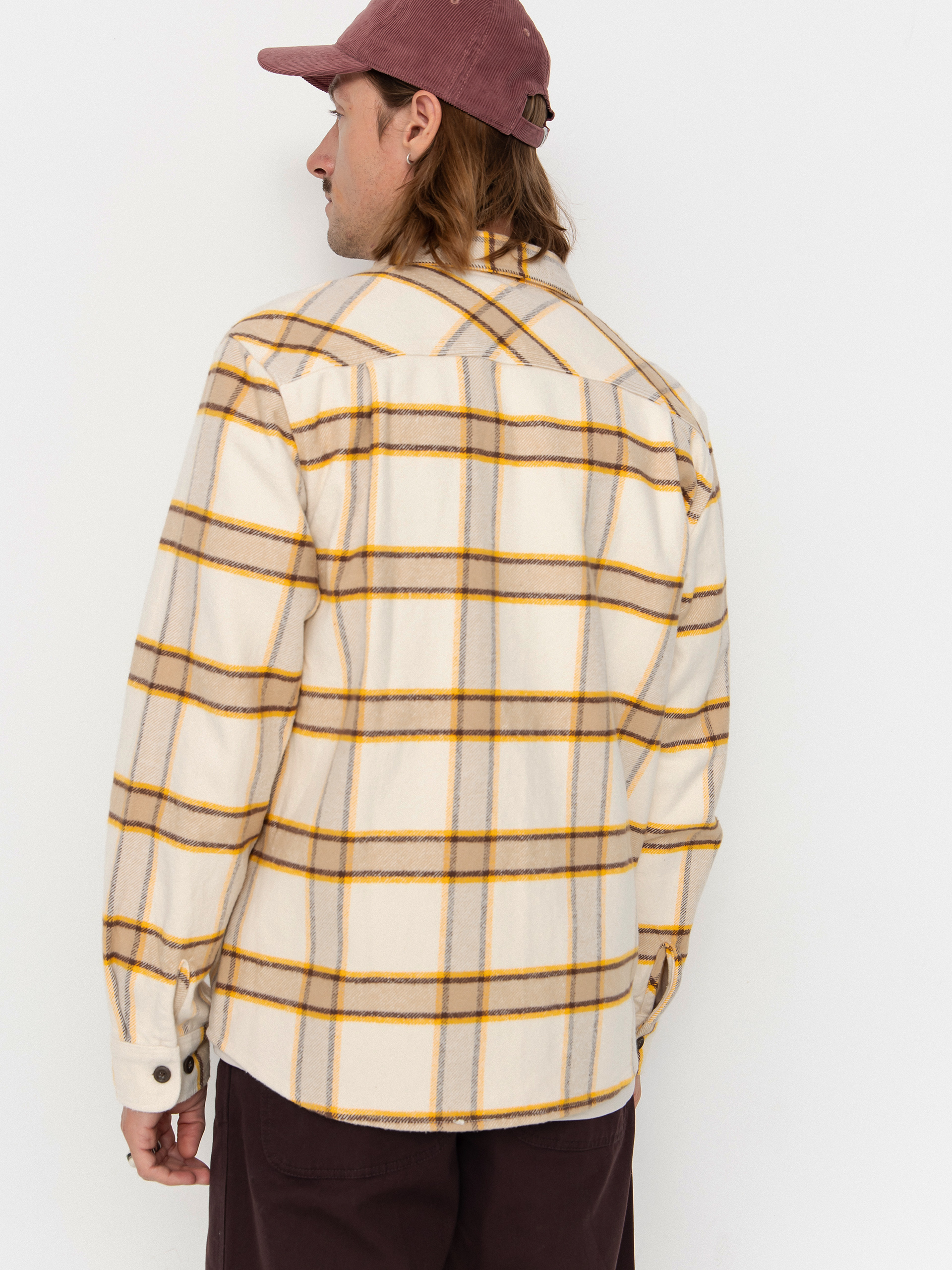 Риза Brixton Bowery Heavy Weight Flanne (whitecap/pineconebrown/saffron)