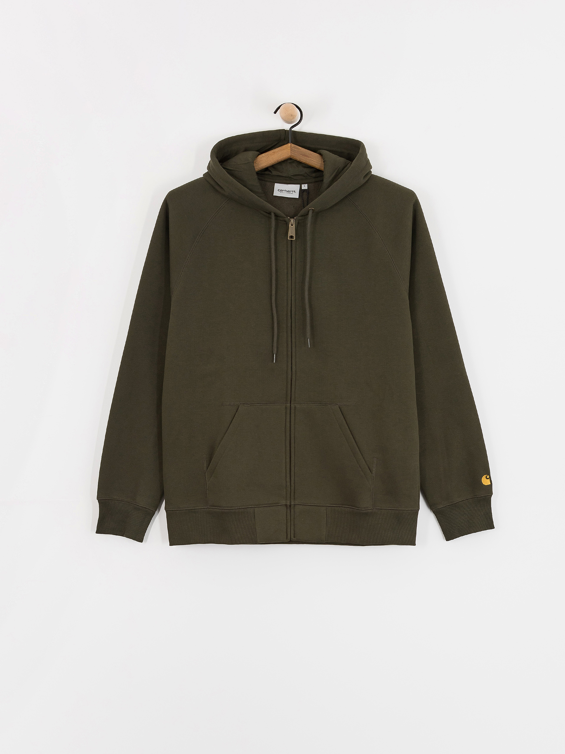 Суитшърт с качулка Carhartt WIP Chase ZHD (olive/gold)