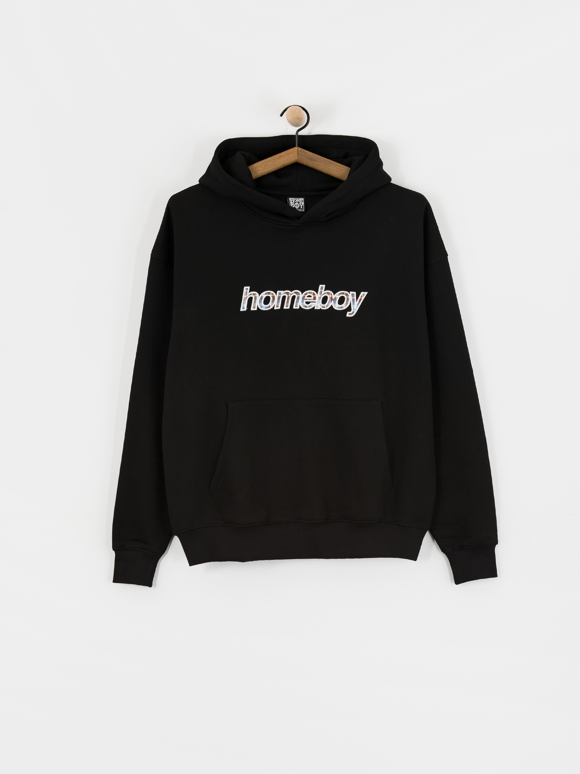 Суитшърт с качулка Homeboy Plaid Helvetica HD (black)