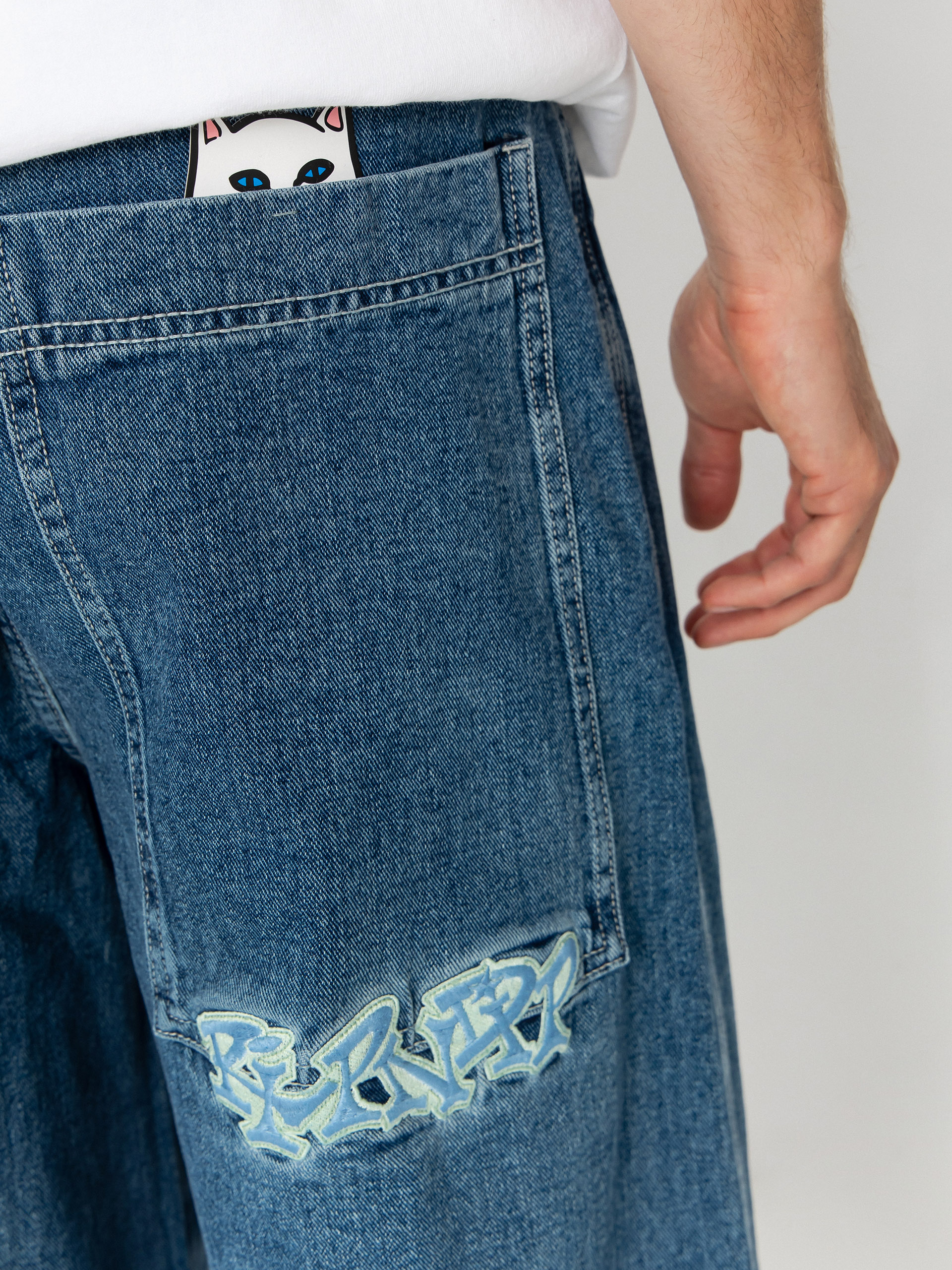 Панталони RipNDip Ace Ultra Wide Leg (medium wash)