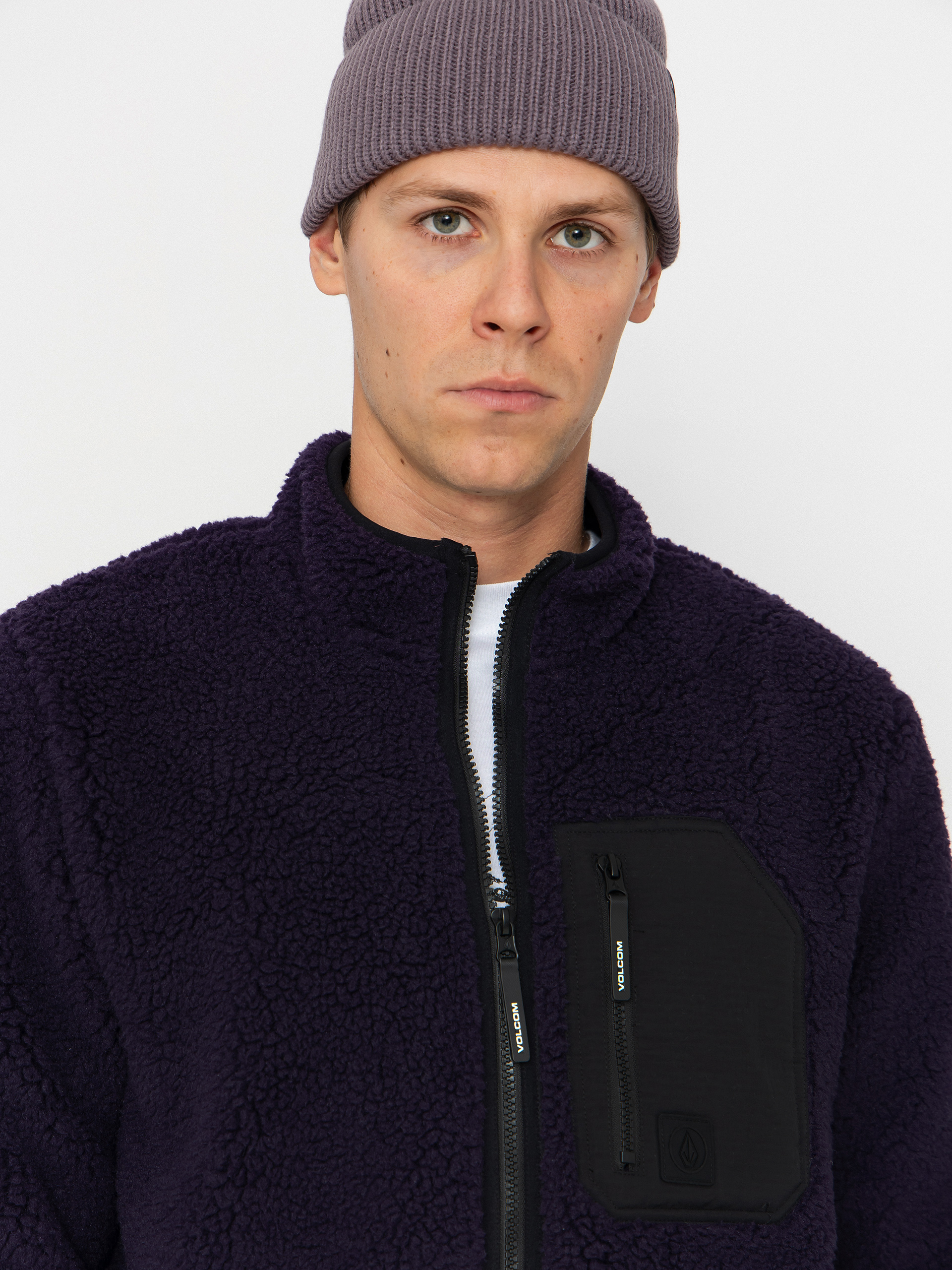Мъжки Поларени суитшърт Volcom Muzzer Fuzzar (dark purple)
