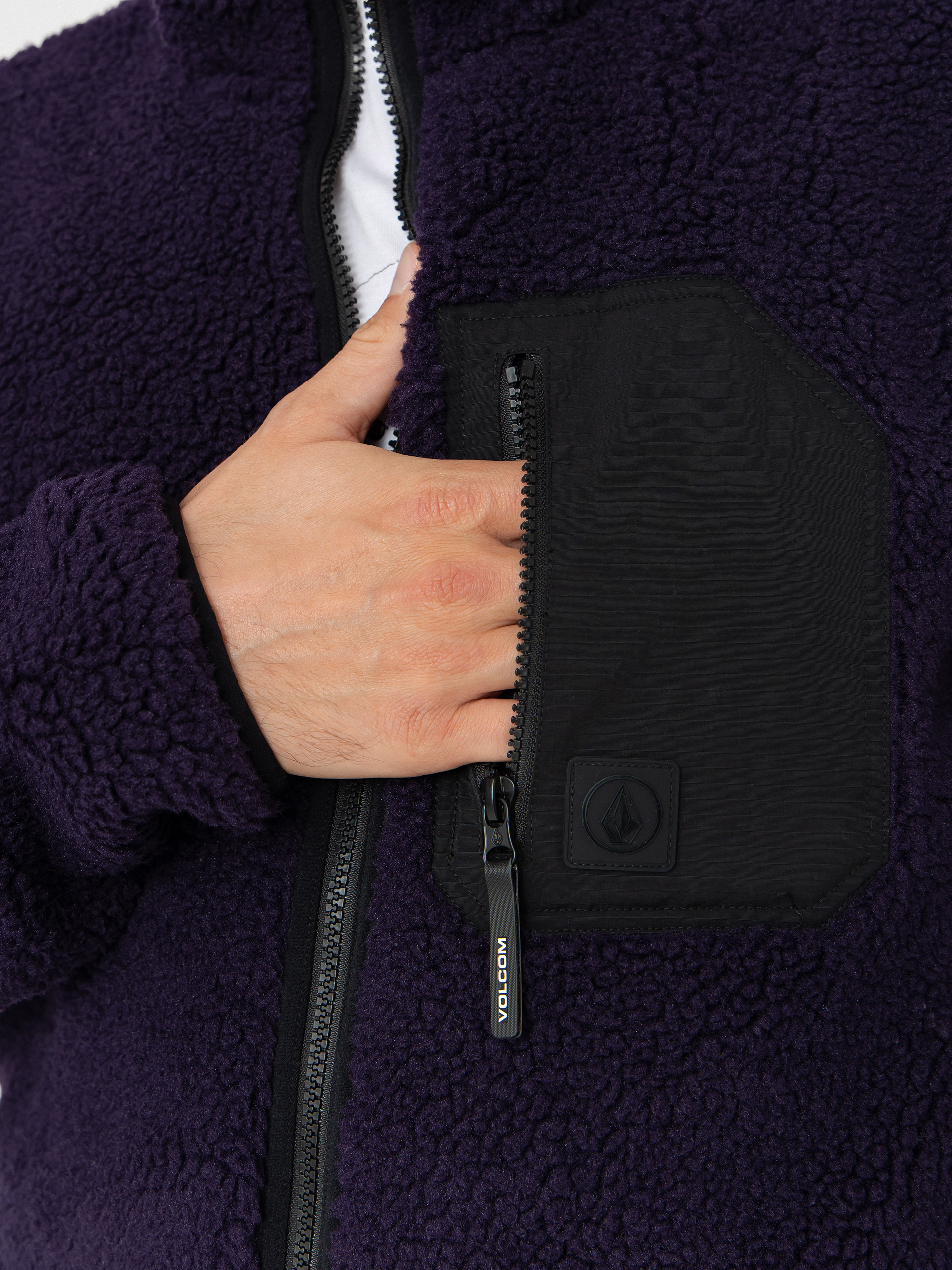 Мъжки Поларени суитшърт Volcom Muzzer Fuzzar (dark purple)