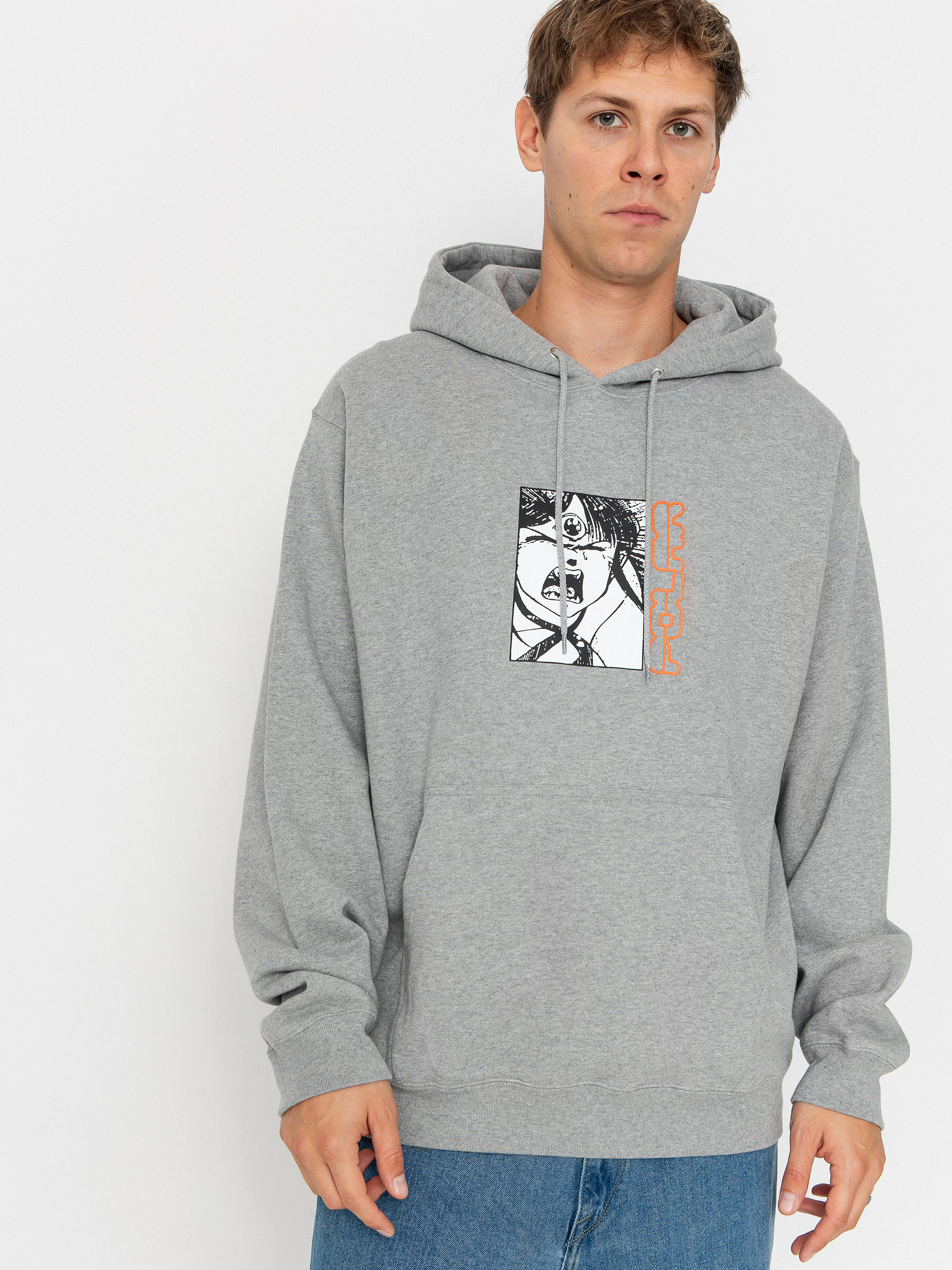 Суитшърт с качулка Polar Skate Dave Third Eye HD (heather grey)