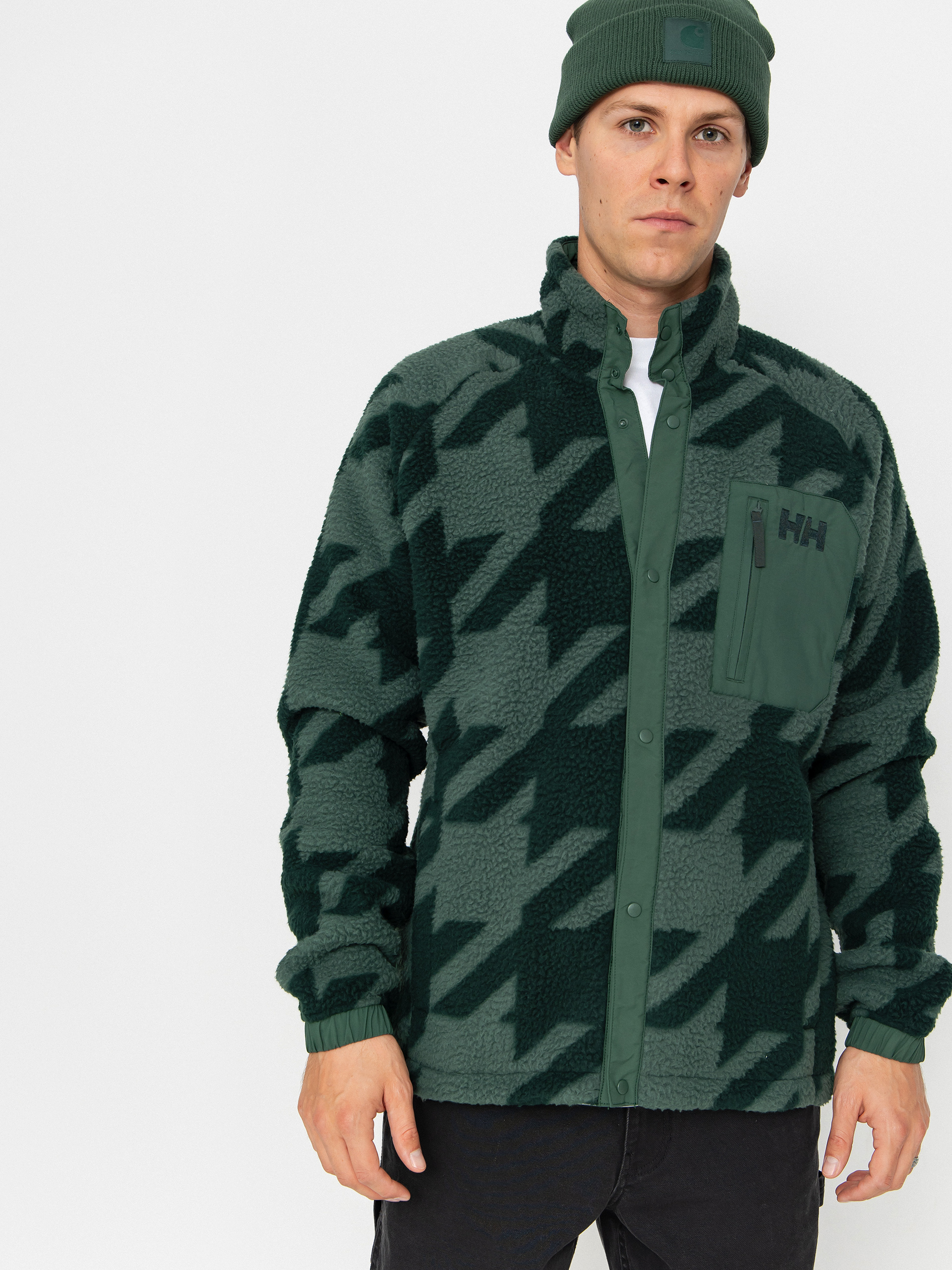 Поларени суитшърт Helly Hansen Panorama Printed Pile Snap (jungle green houndstooth a)