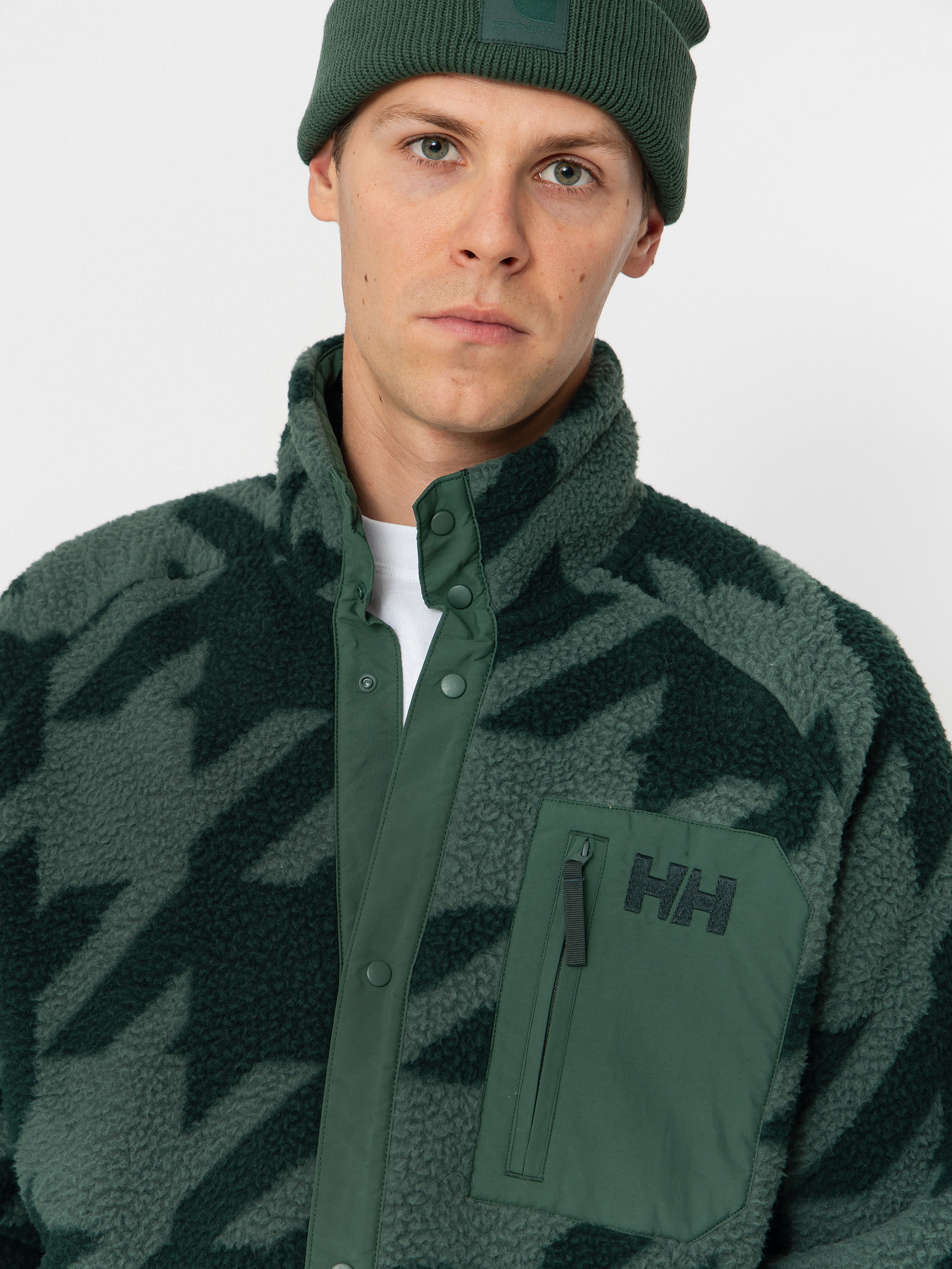 Мъжки Поларени суитшърт Helly Hansen Panorama Printed Pile Snap (jungle green houndstooth a)