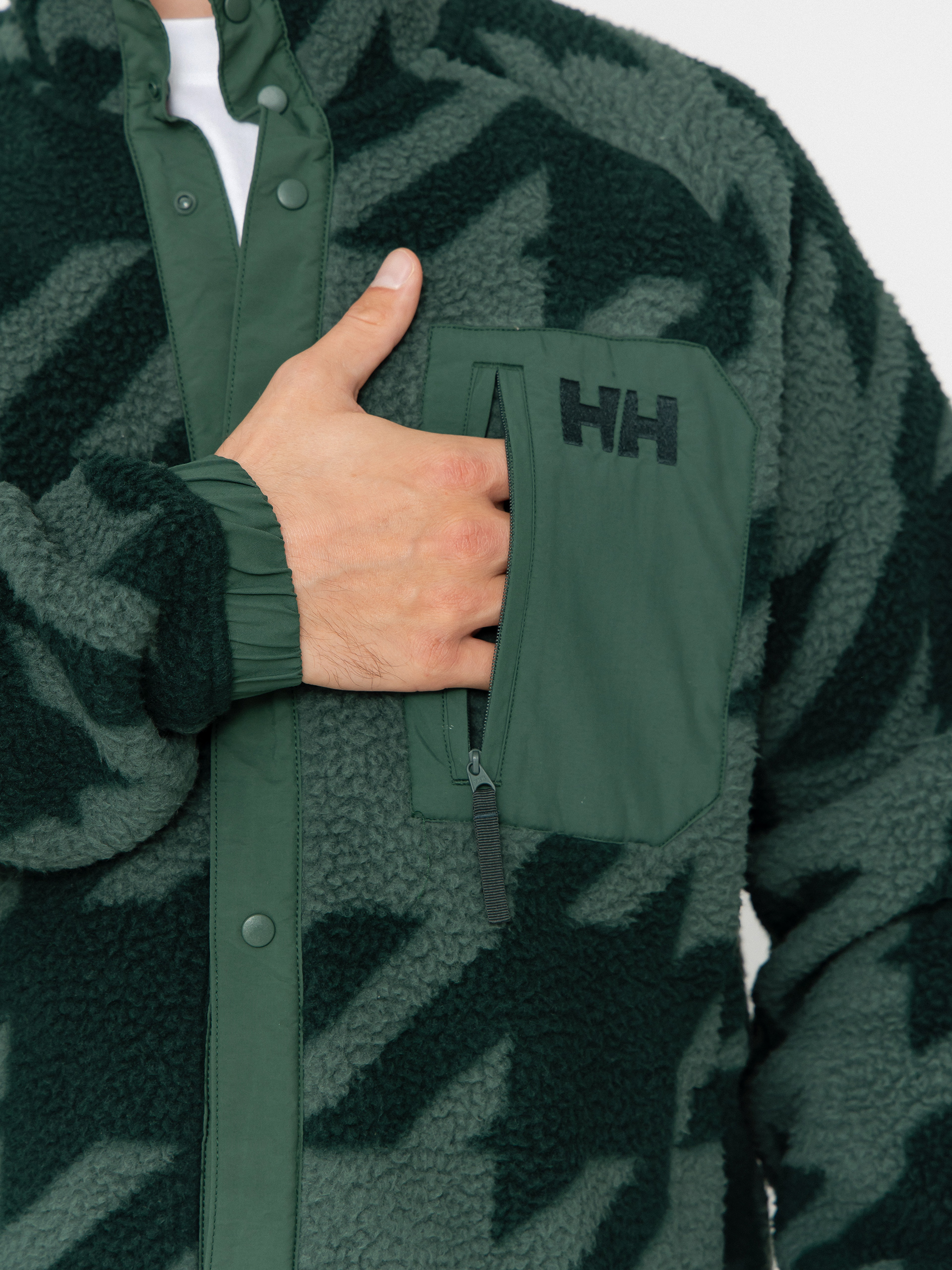 Мъжки Поларени суитшърт Helly Hansen Panorama Printed Pile Snap (jungle green houndstooth a)