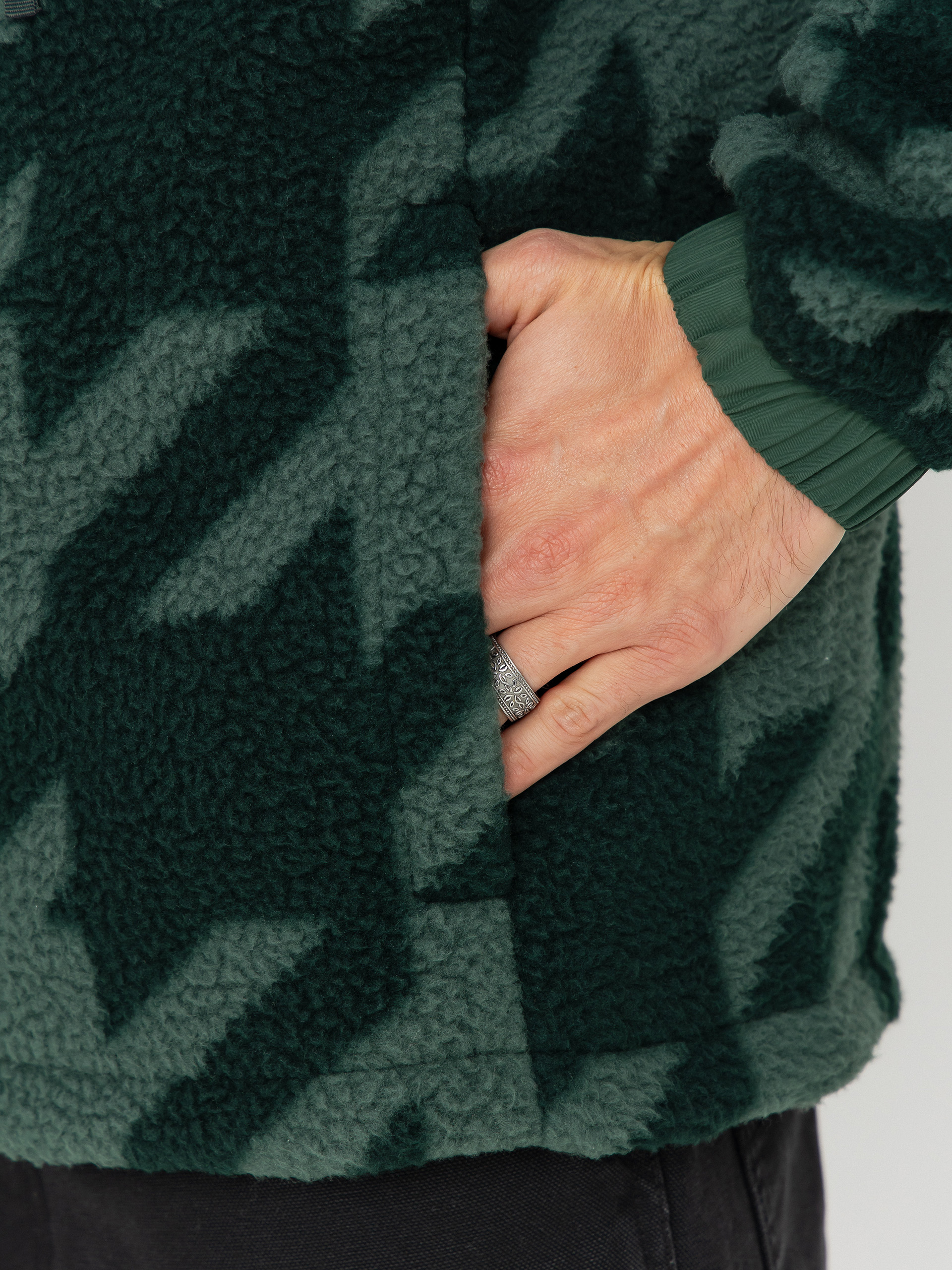 Мъжки Поларени суитшърт Helly Hansen Panorama Printed Pile Snap (jungle green houndstooth a)