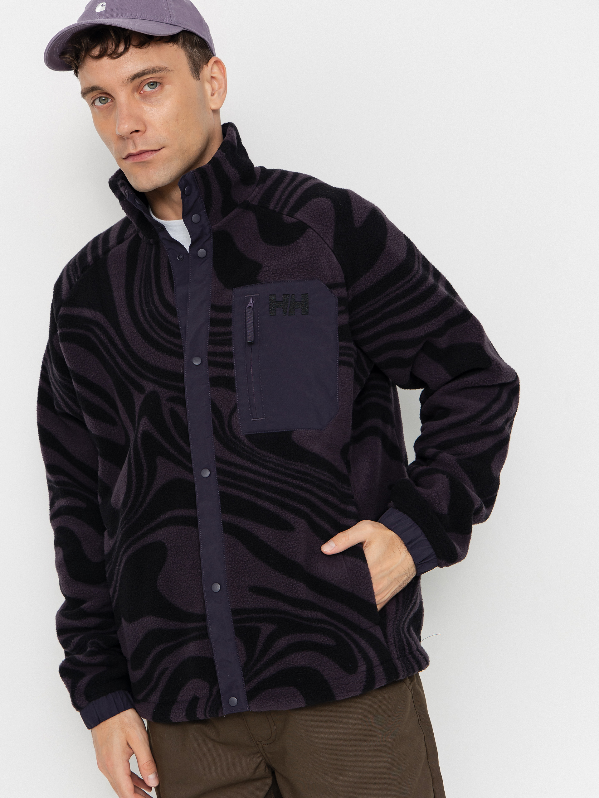 Поларени суитшърт Helly Hansen Panorama Printed Pile Snap (black grape swirl aop)
