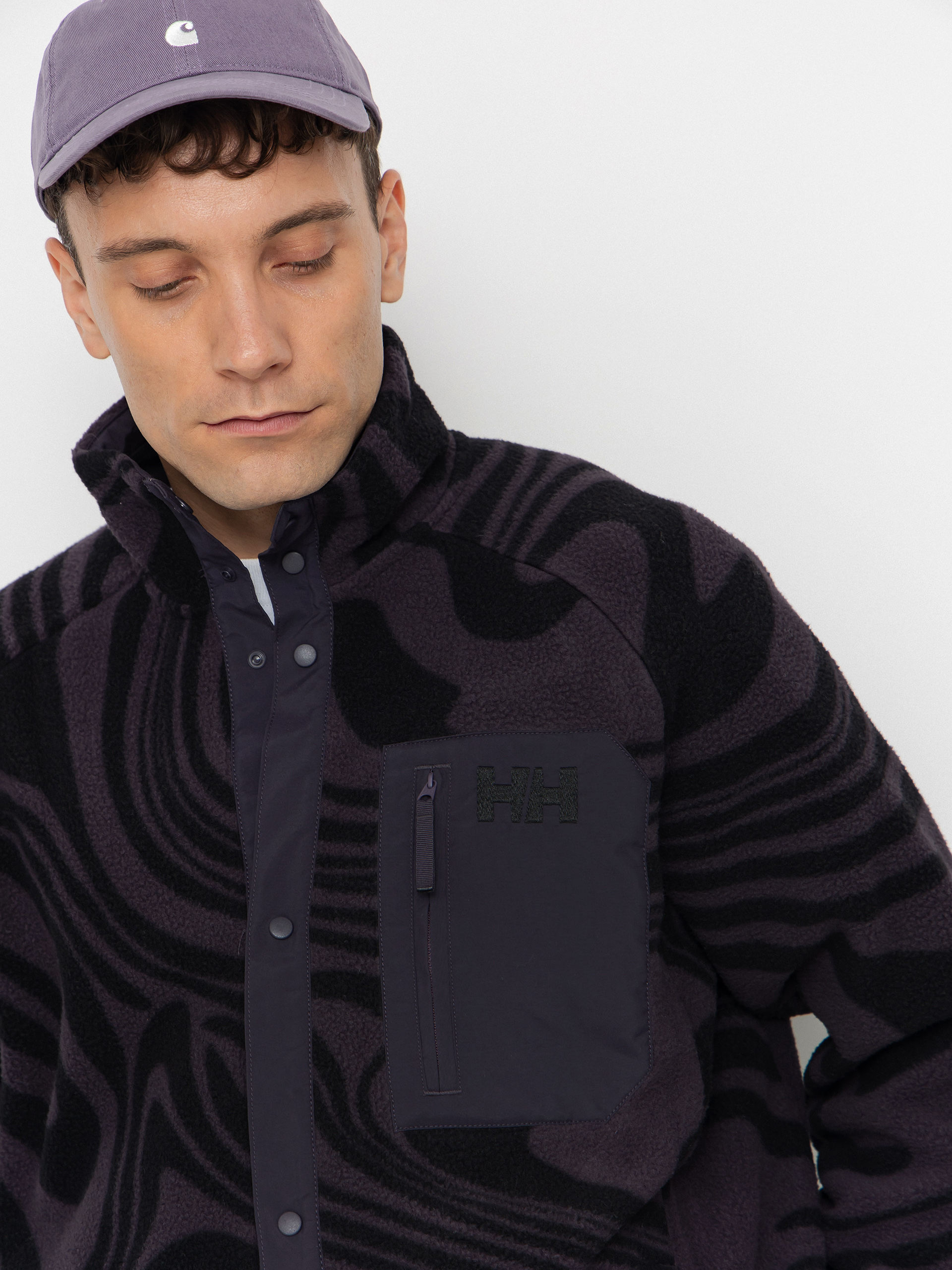 Мъжки Поларени суитшърт Helly Hansen Panorama Printed Pile Snap (black grape swirl aop)