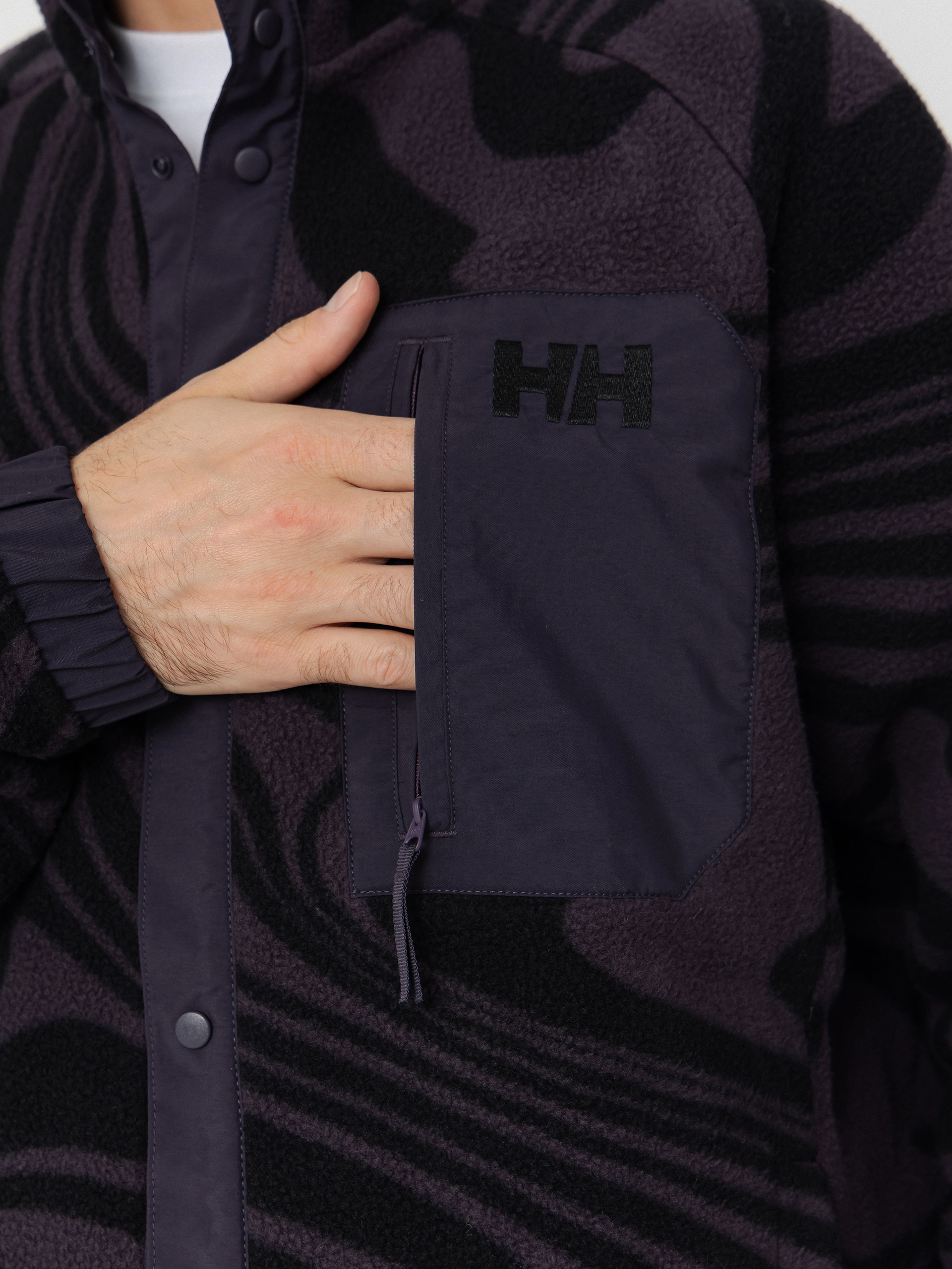 Мъжки Поларени суитшърт Helly Hansen Panorama Printed Pile Snap (black grape swirl aop)