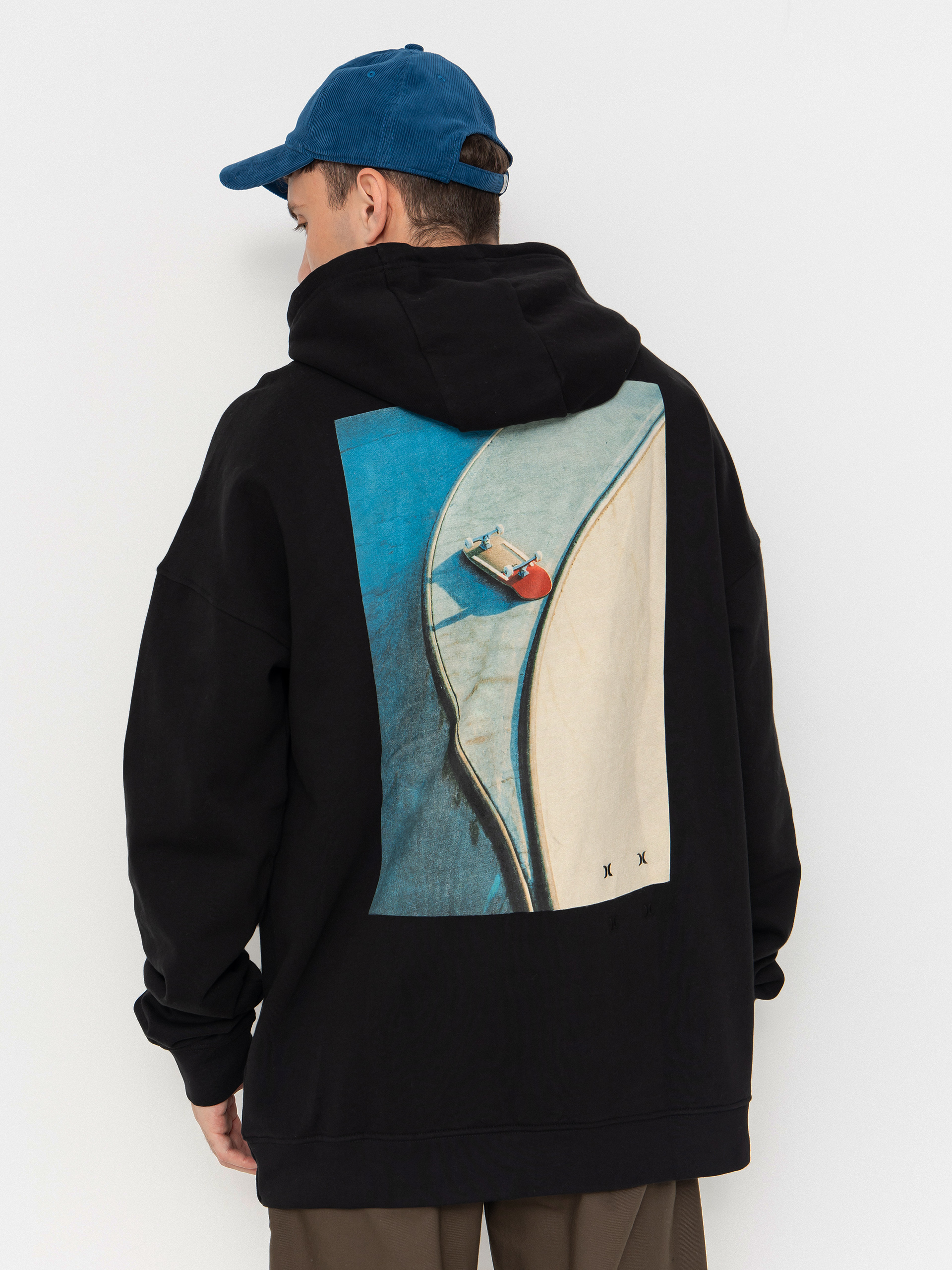 Суитшърт с качулка Hurley Bcnk8 Washed HD (black)