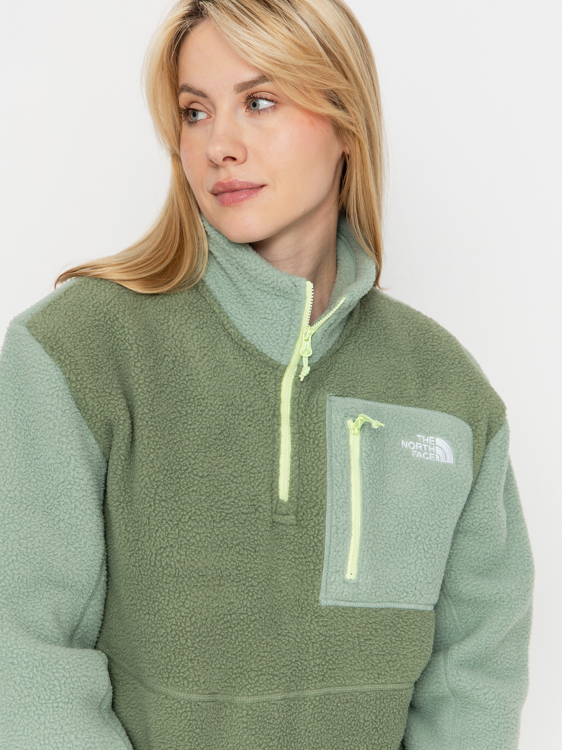 Мъжки Поларени суитшърт The North Face Yumiori 1/4 Zip (bark mist/slate moss/as)