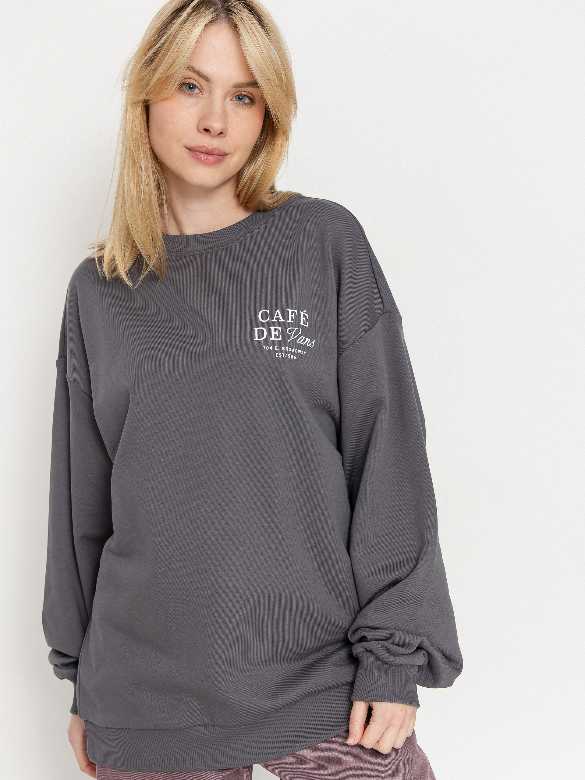 Суитшърт с качулка Vans Cafe Vans Os HD Wmn (mountain essentials asphalt)