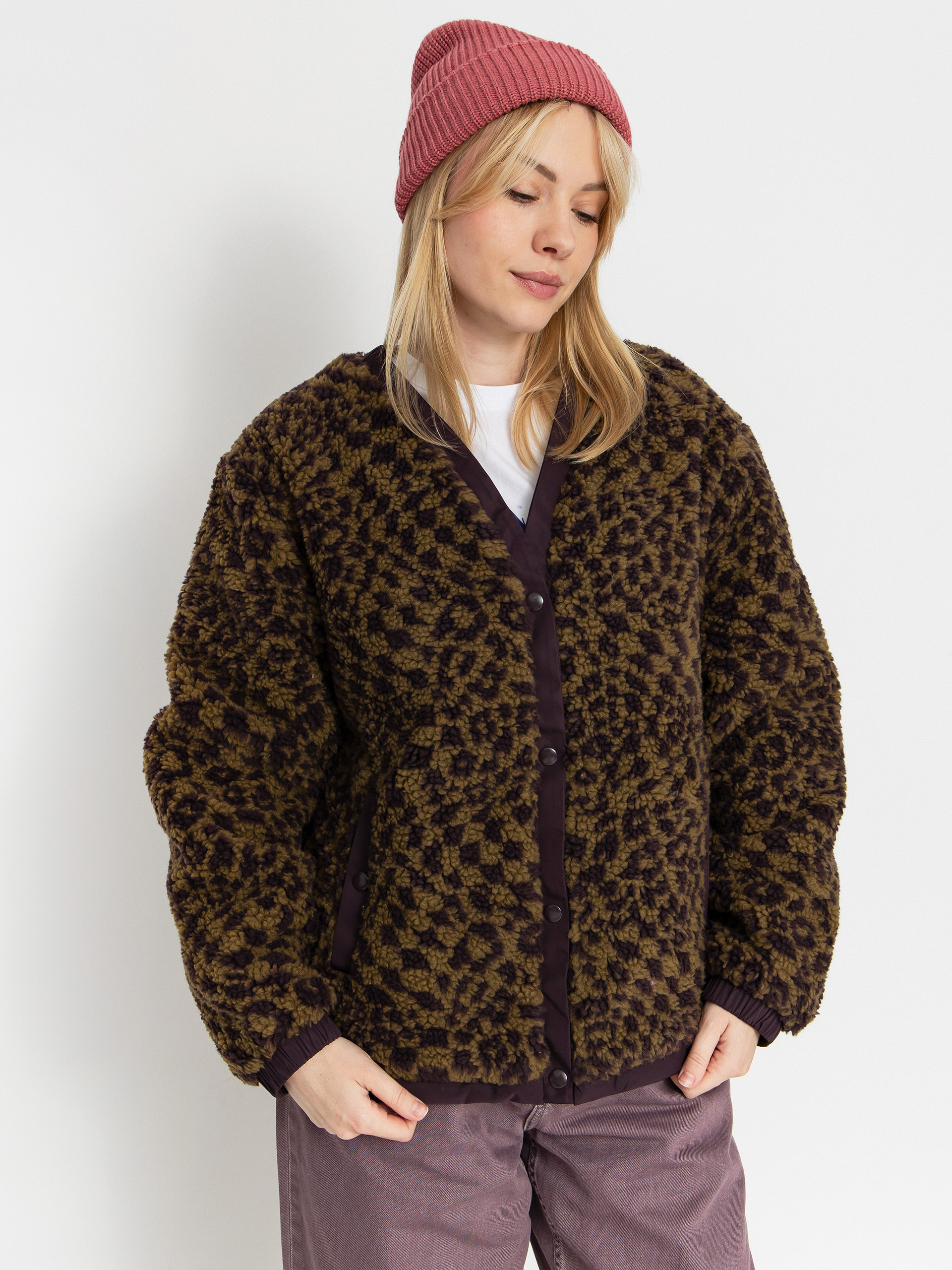 Палто Vans Suffolk Cheetah Check Pile Coat Wmn (dark port)