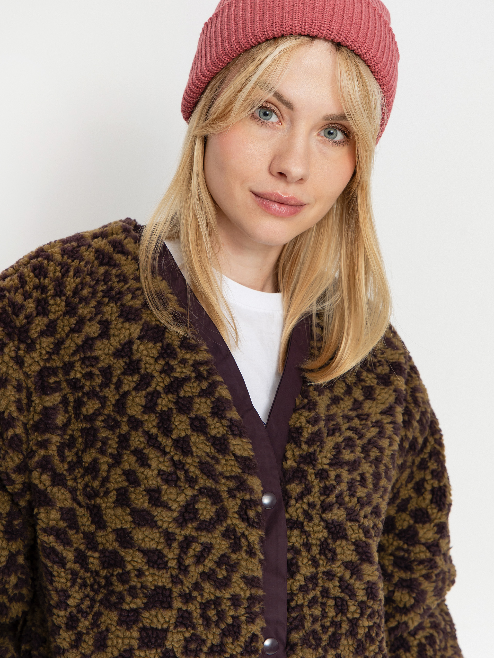 Палто Vans Suffolk Cheetah Check Pile Coat Wmn (dark port)