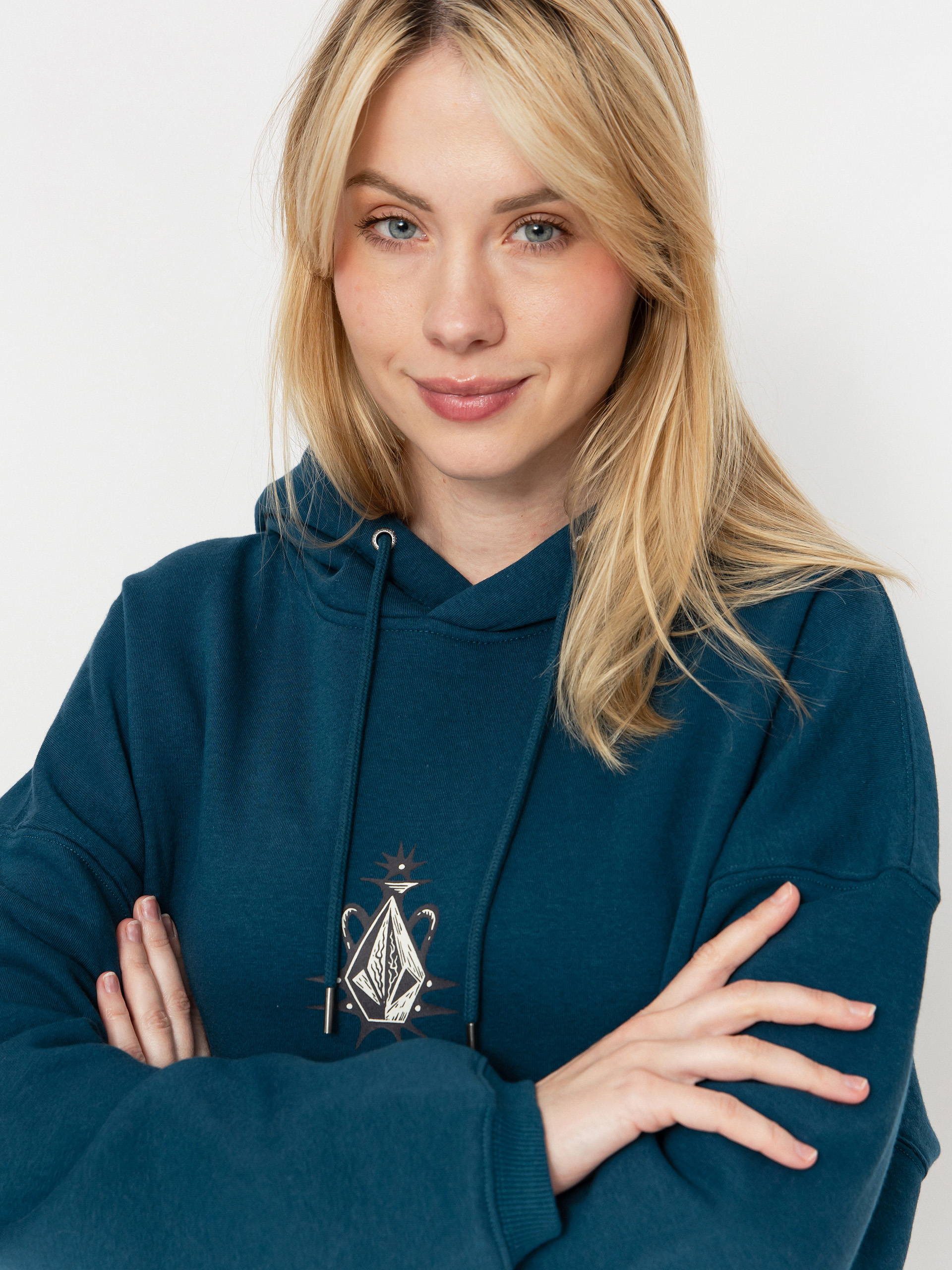 Суитшърт с качулка Volcom Fa Vaderetro HD Wmn (emerald green)