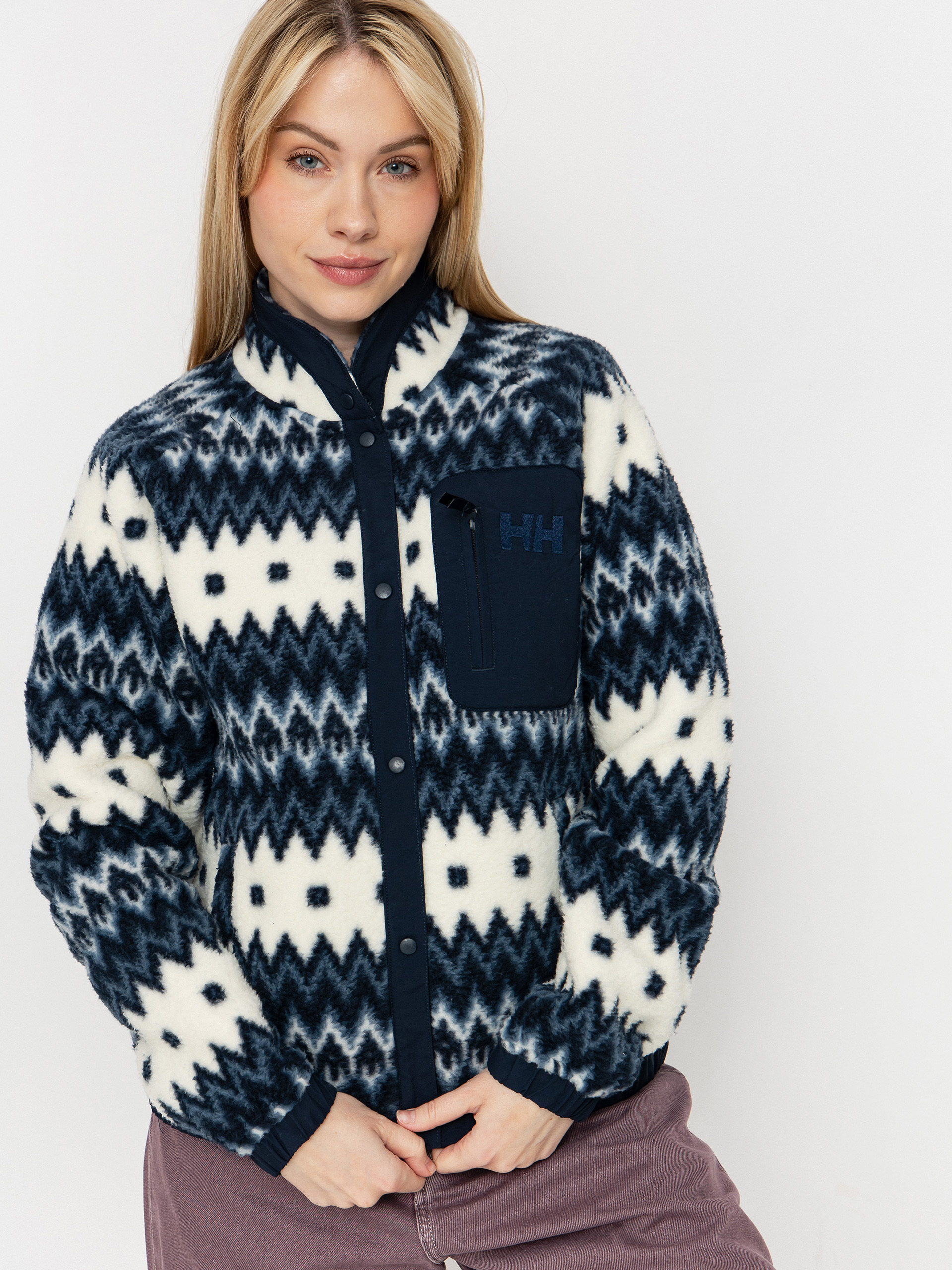 Поларени суитшърт Helly Hansen Imperial Printed Pile Snap Wmn (navy nordic aop)
