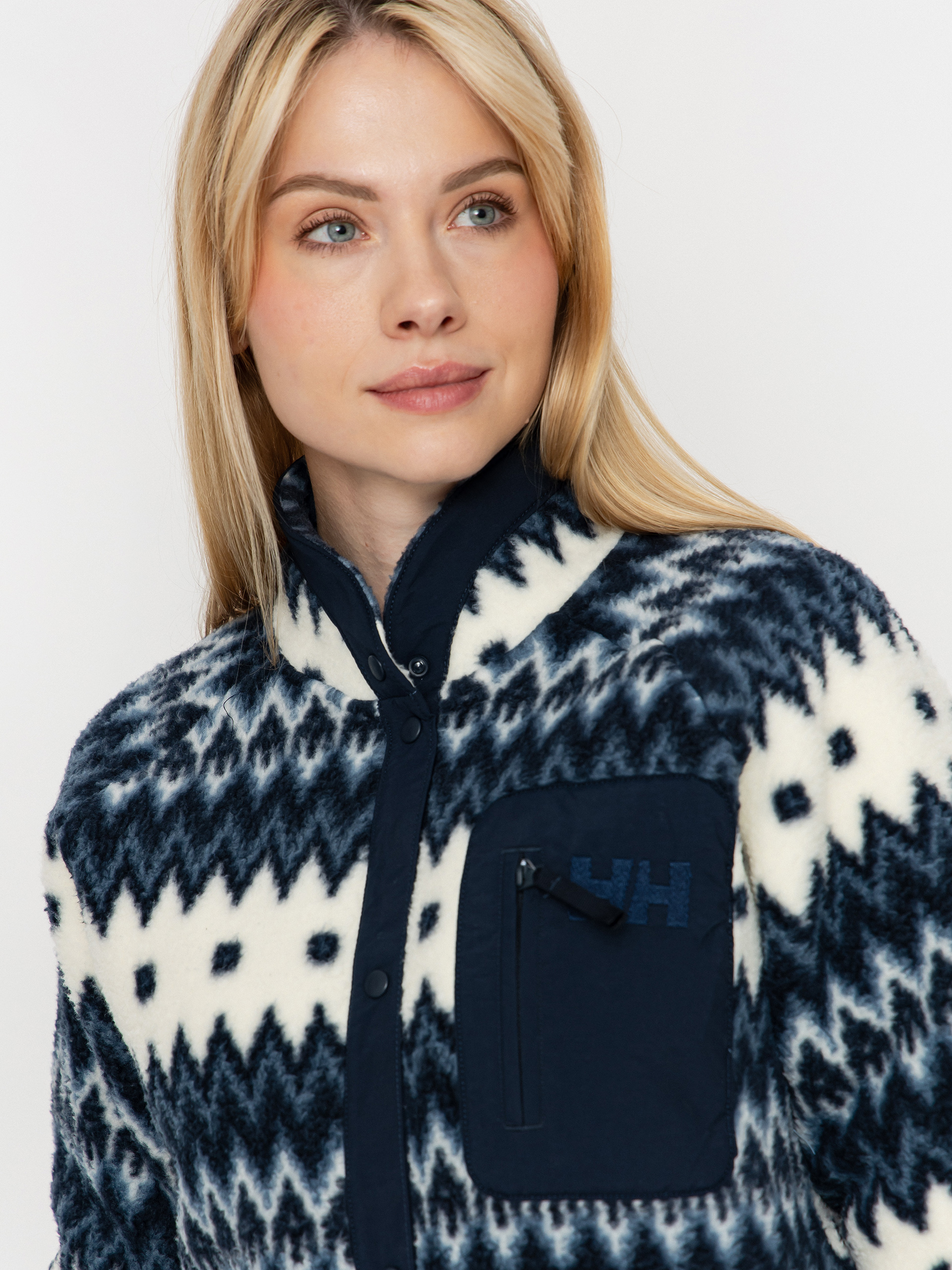 Дамски Поларени суитшърт Helly Hansen Imperial Printed Pile Snap (navy nordic aop)