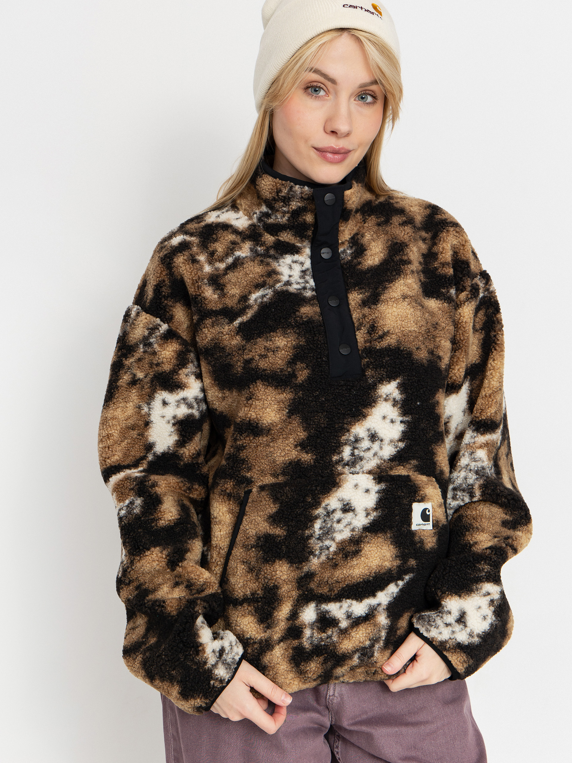 Поларени суитшърт Carhartt WIP Elliot Wmn (wild dog jacquard/black)