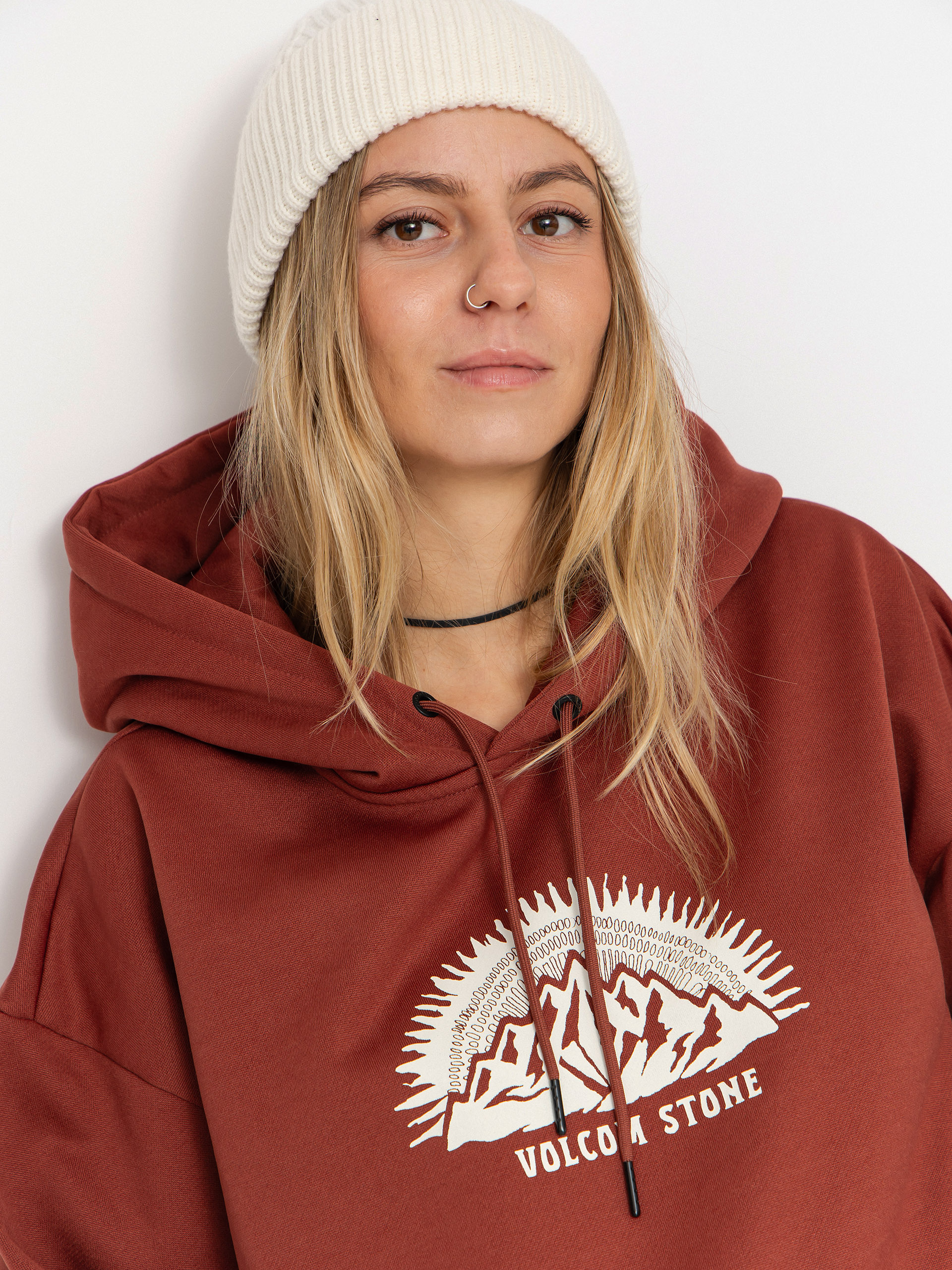 Суитшърт с качулка Volcom Essential Hydro HD Wmn (henna)