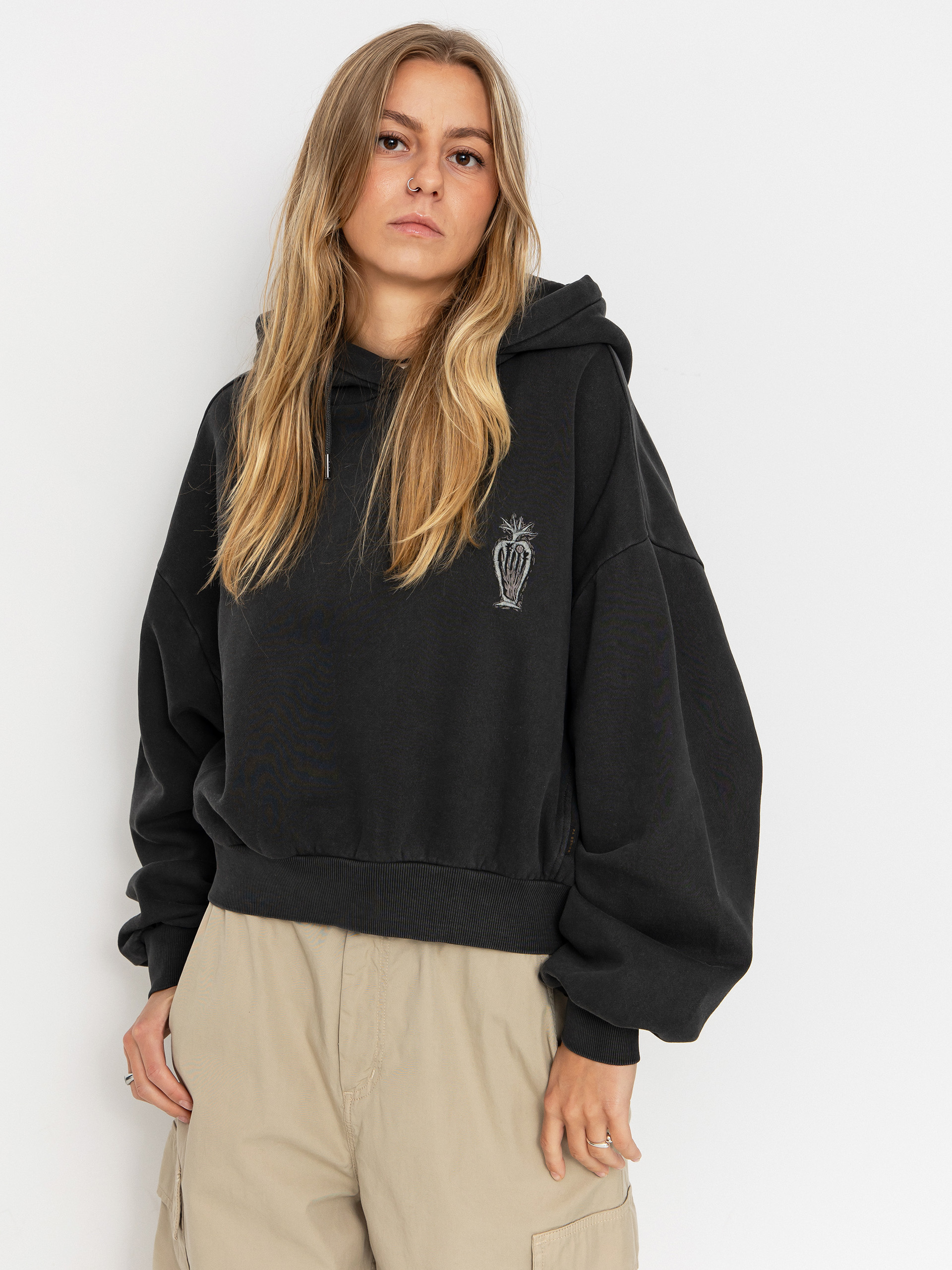 Суитшърт с качулка Volcom Fa Vaderetro HD Wmn (vintage black)