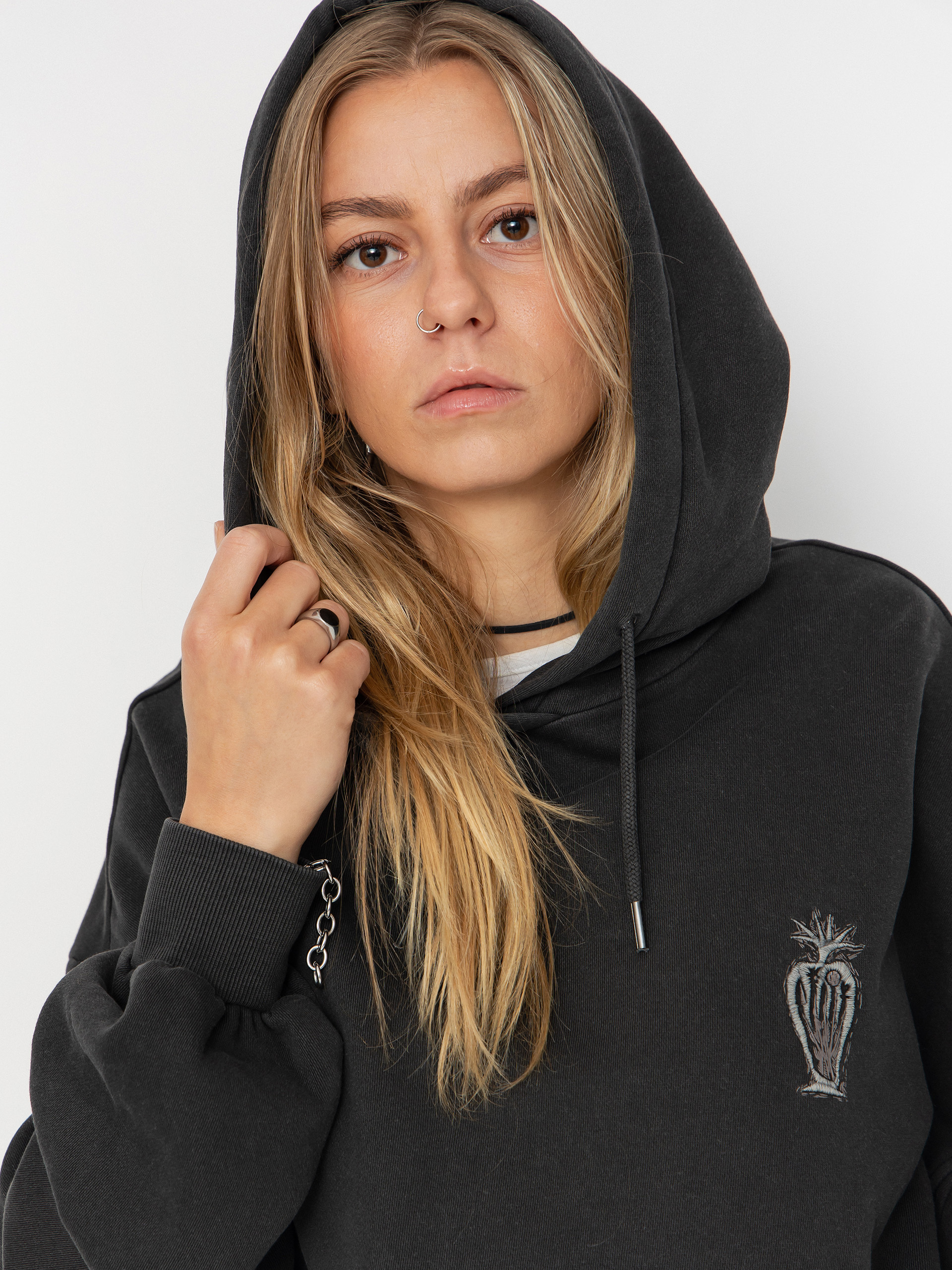 Суитшърт с качулка Volcom Fa Vaderetro HD Wmn (vintage black)