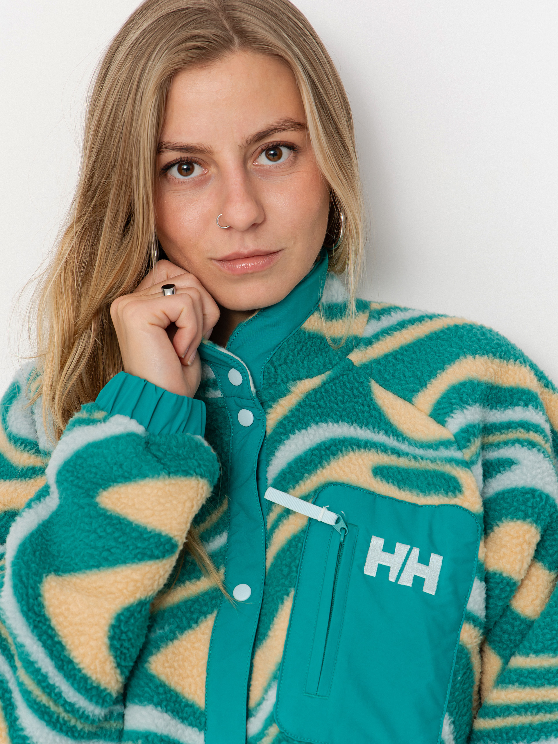 Дамски Поларени суитшърт Helly Hansen Imperial Printed Pile Snap (barely blue swirl aop)