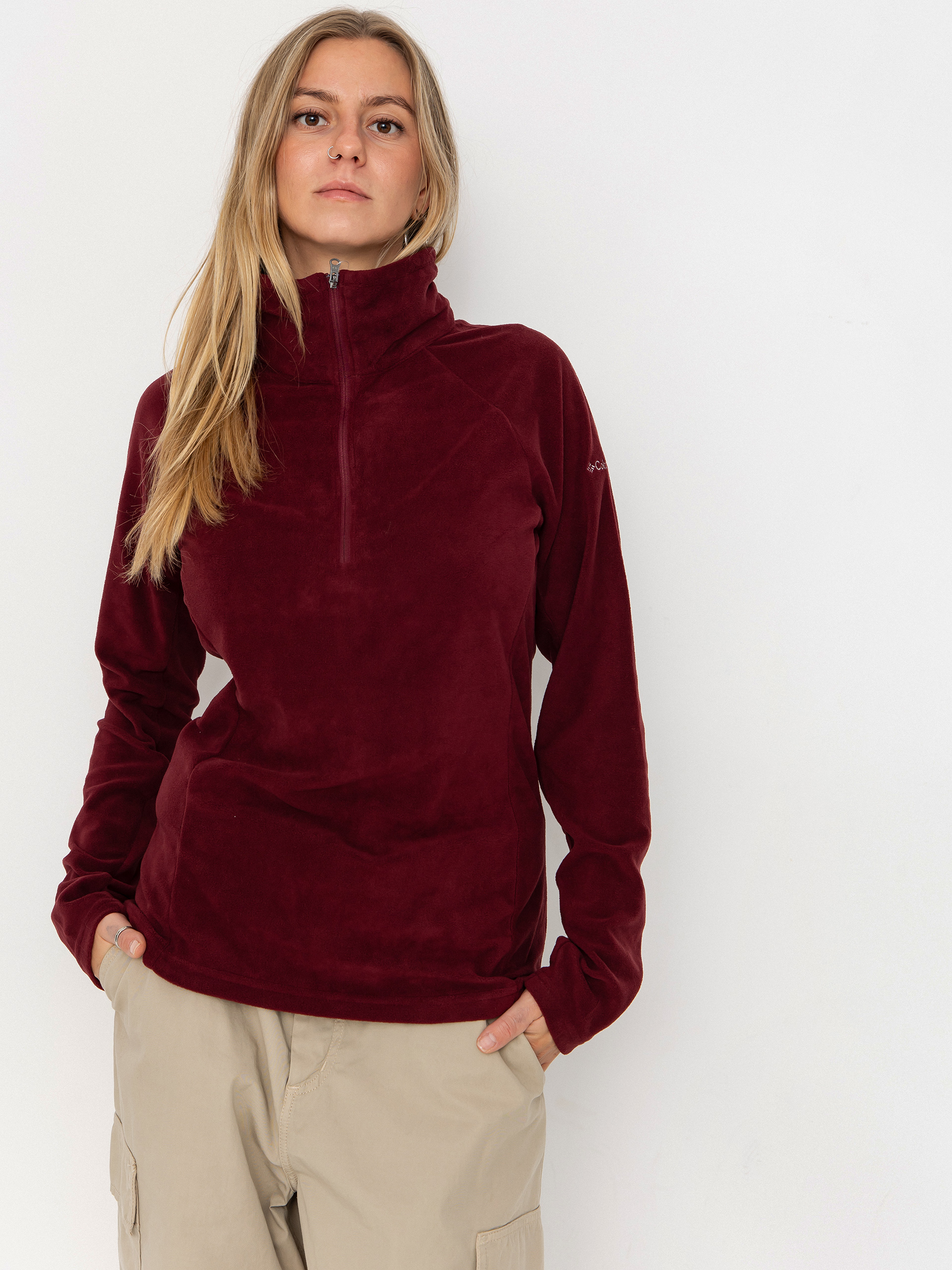 Поларени суитшърт Columbia Glacial IV 1/2 Zip Wmn (rich wine)