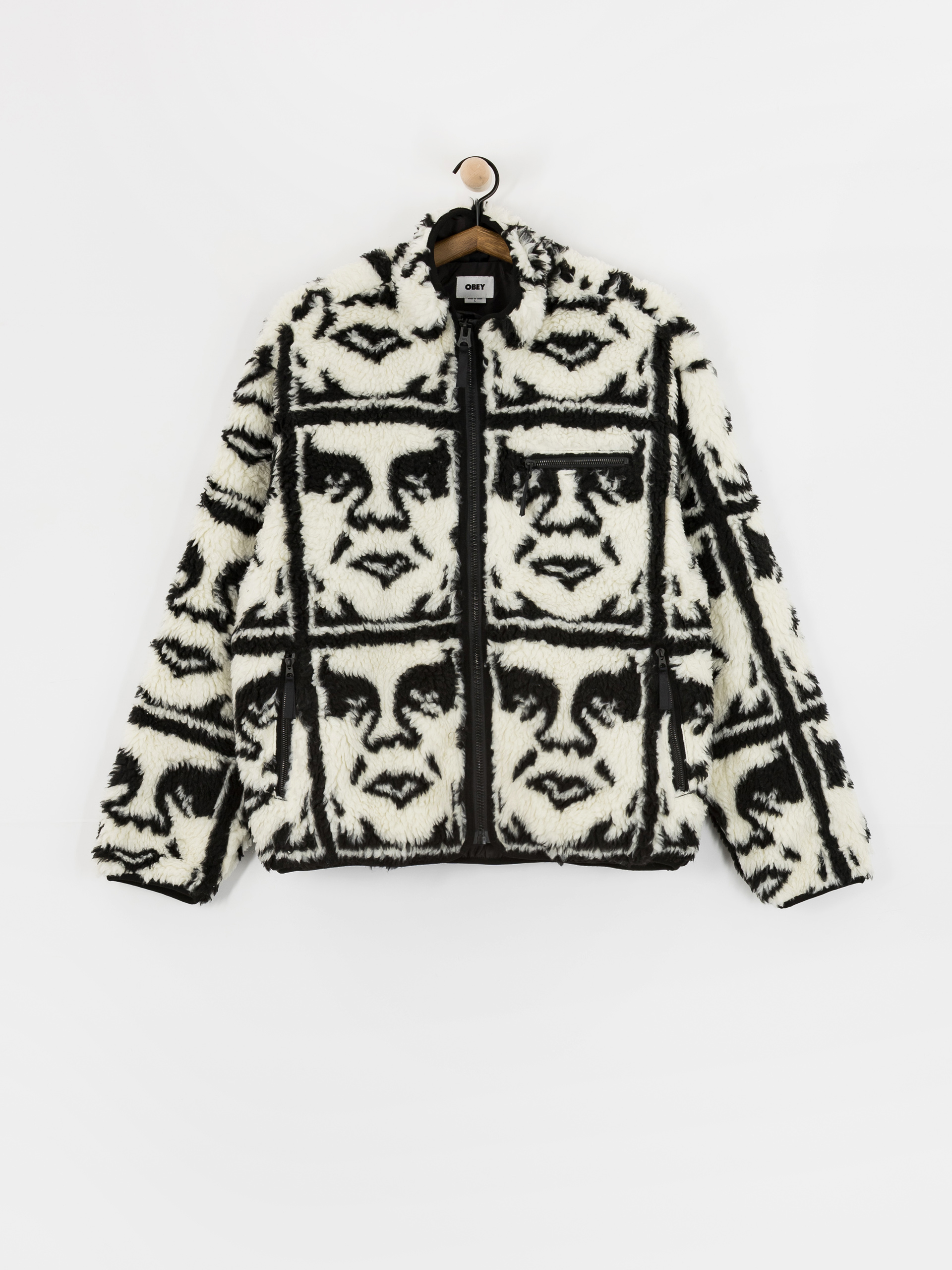 Поларени суитшърт OBEY Obey Repeated Icon Sherpa (black multi)