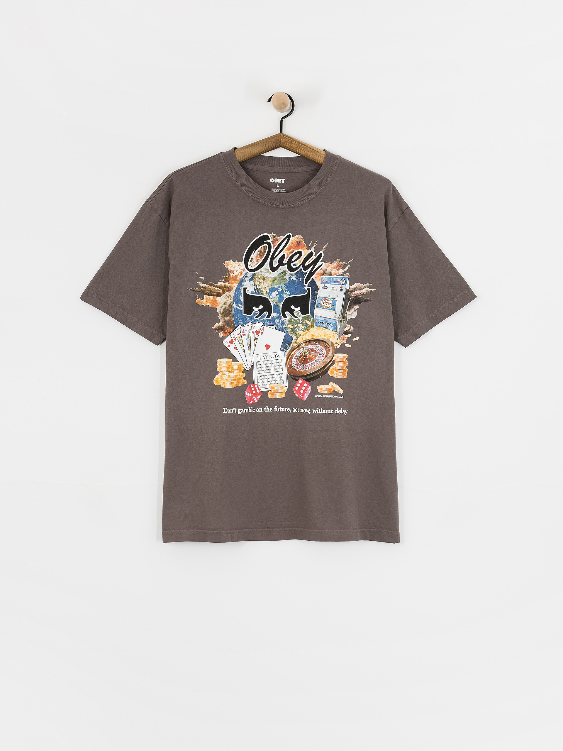 Тениска OBEY Obey Act Now (pigment dusty black)