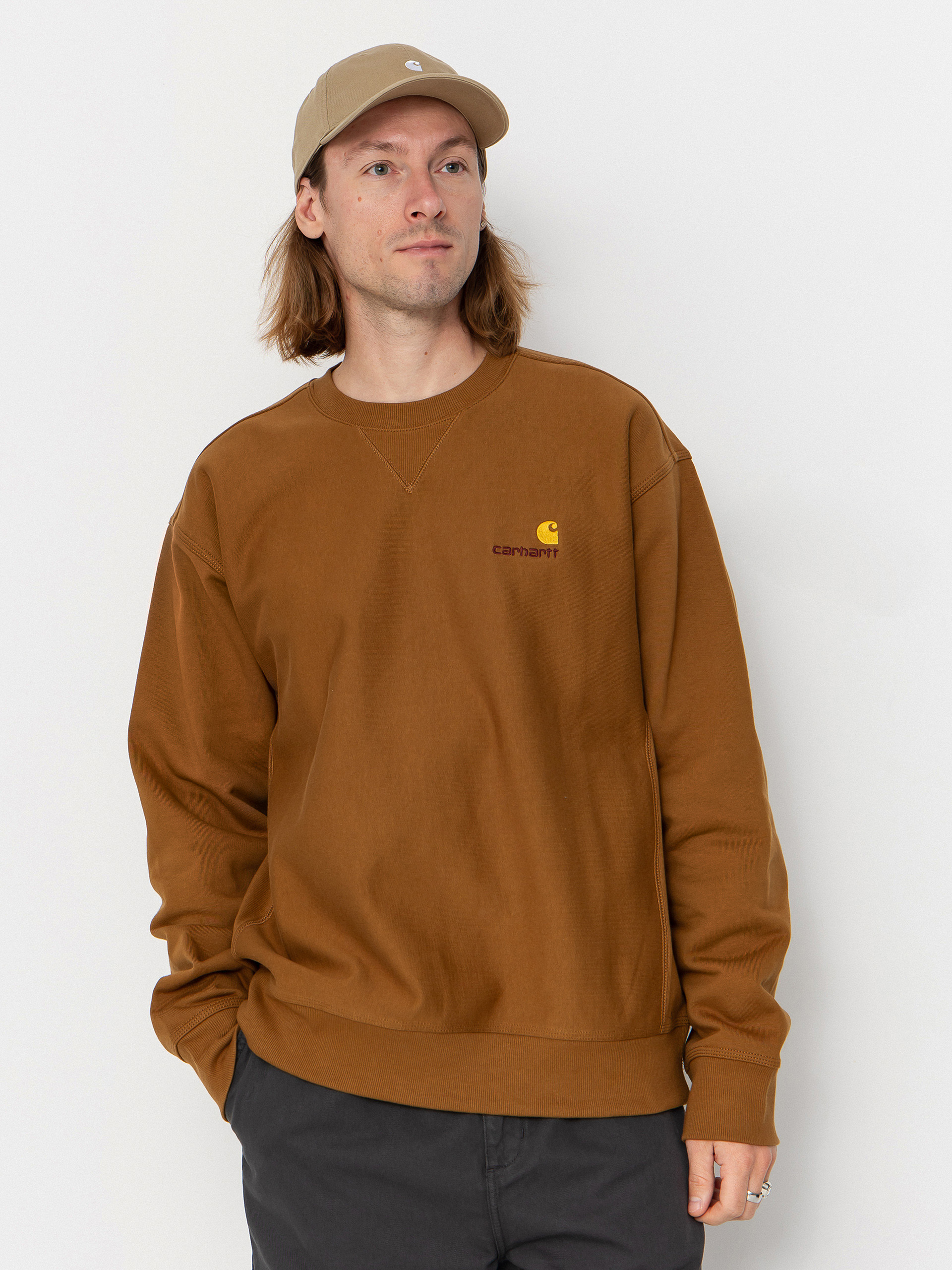 Суитшърт Carhartt WIP American Script (hamilton brown)