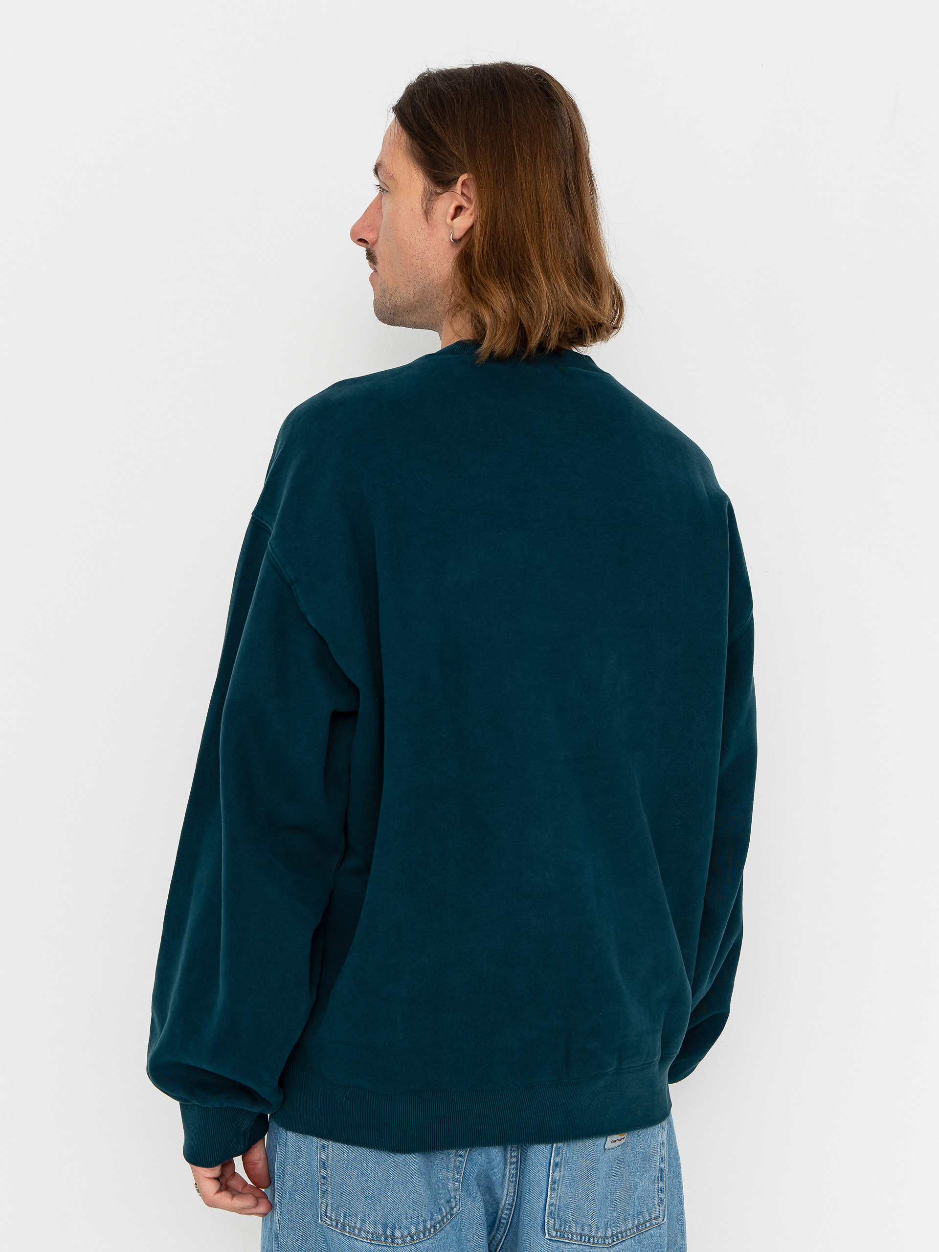 Суитшърт Carhartt WIP Vista (deep lagoon/garment dyed)