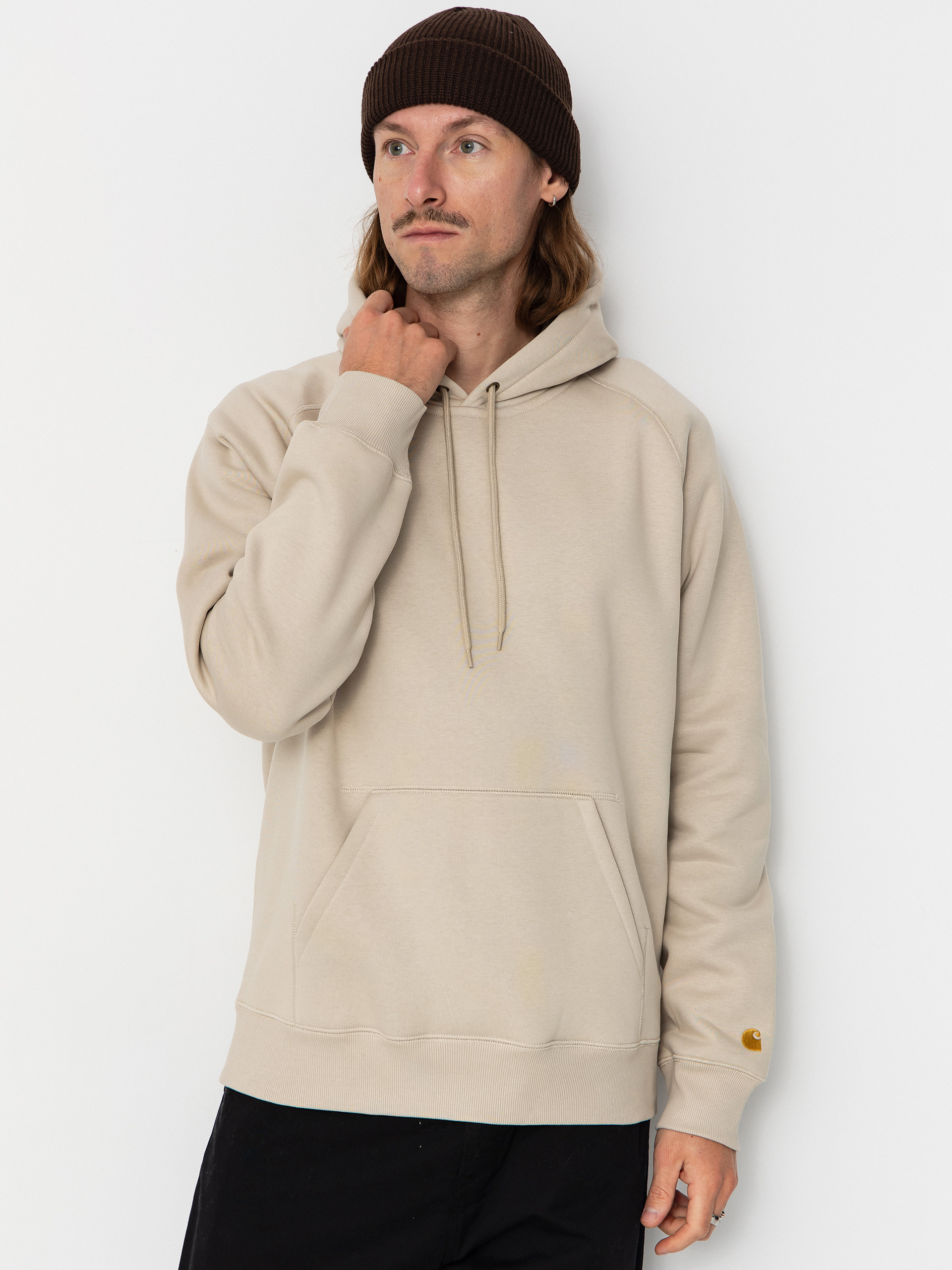 Суитшърт с качулка Carhartt WIP Chase HD (fleur de sel/gold)