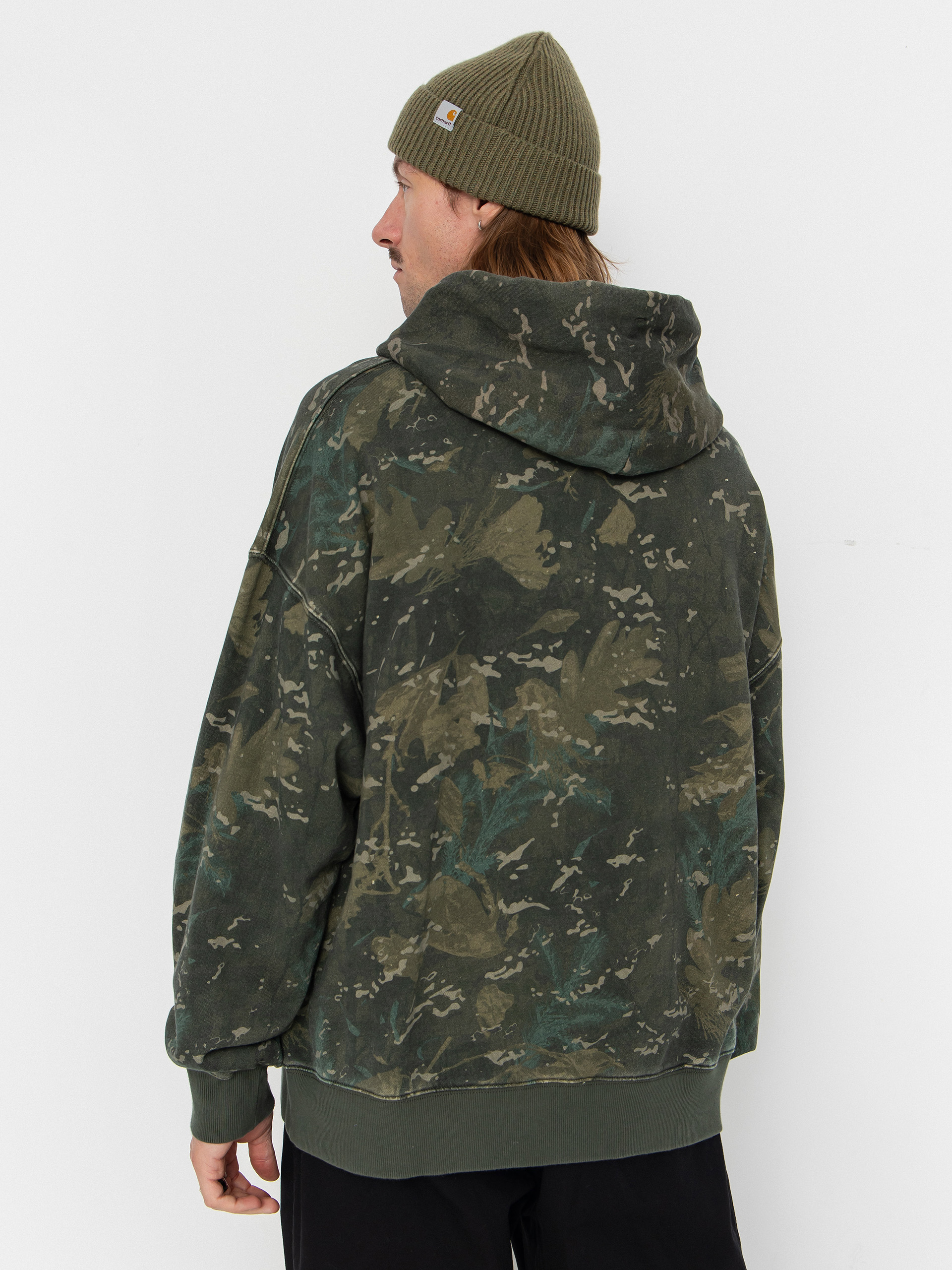 Суитшърт с качулка Carhartt WIP Benton HD (camo combi/green/garment dyed)