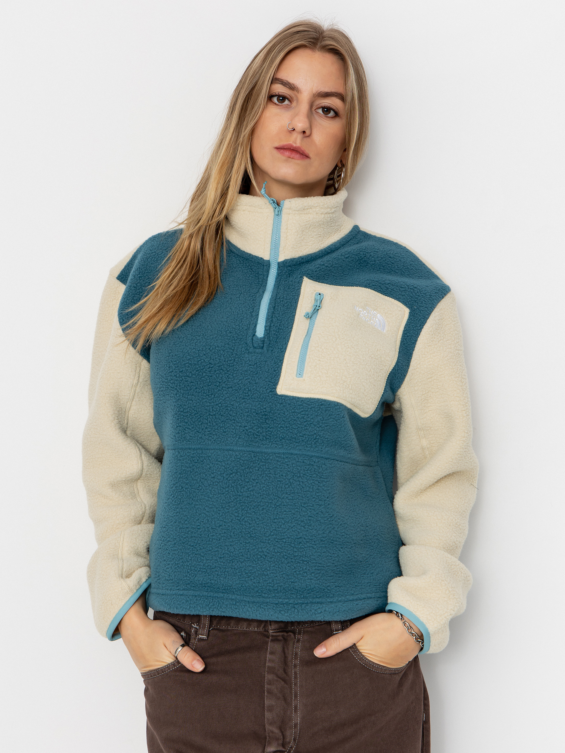 Поларени суитшърт The North Face Yumiori 1/4 Zip (space/gravel/blue eclip)