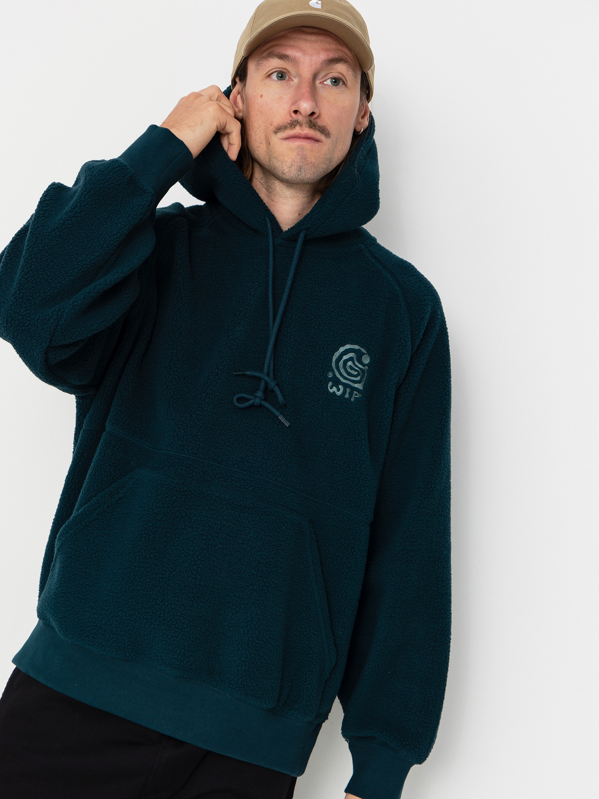 Суитшърт с качулка Carhartt WIP Helix HD (deep lagoon/silver pine)