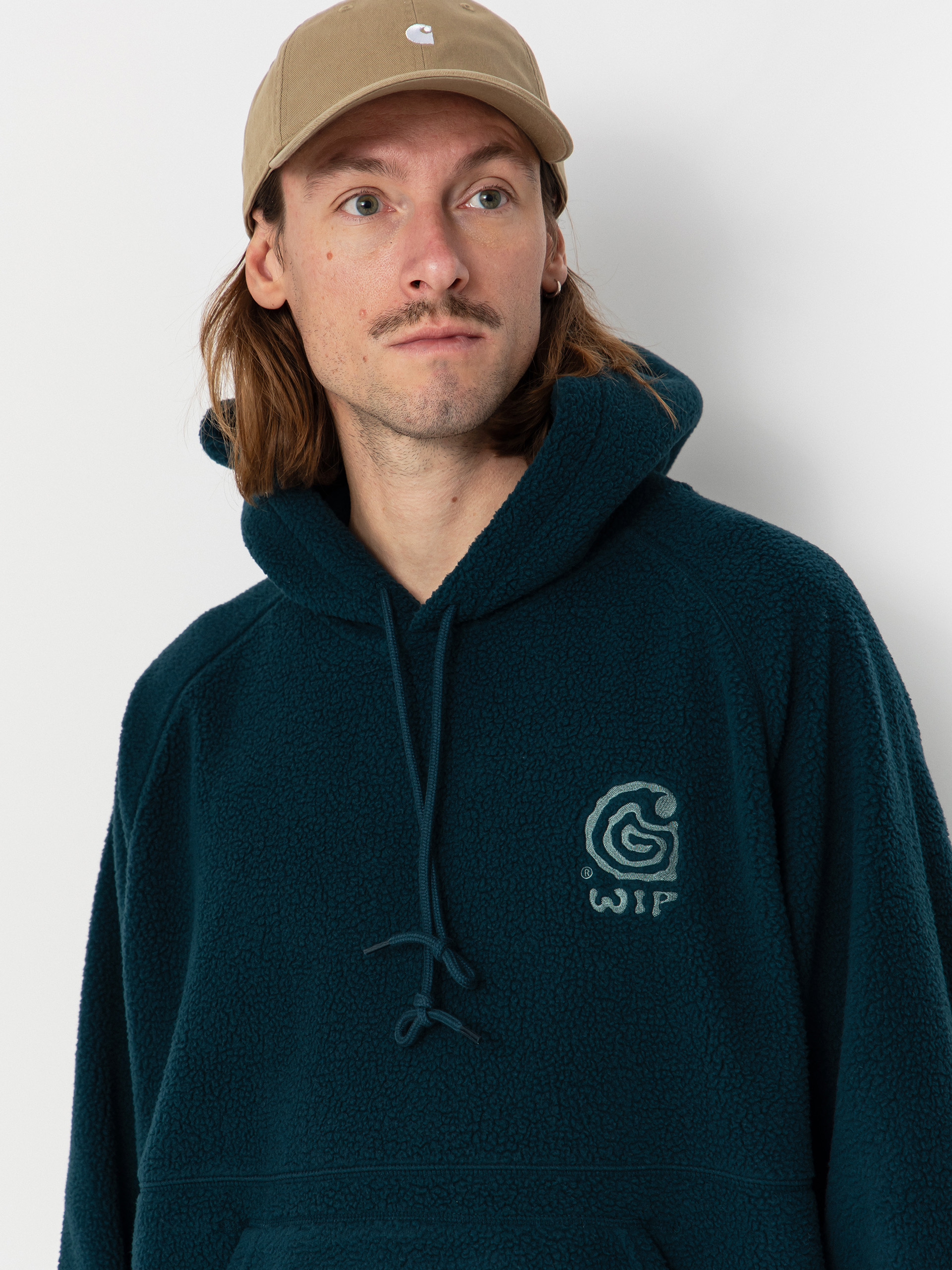 Суитшърт с качулка Carhartt WIP Helix HD (deep lagoon/silver pine)