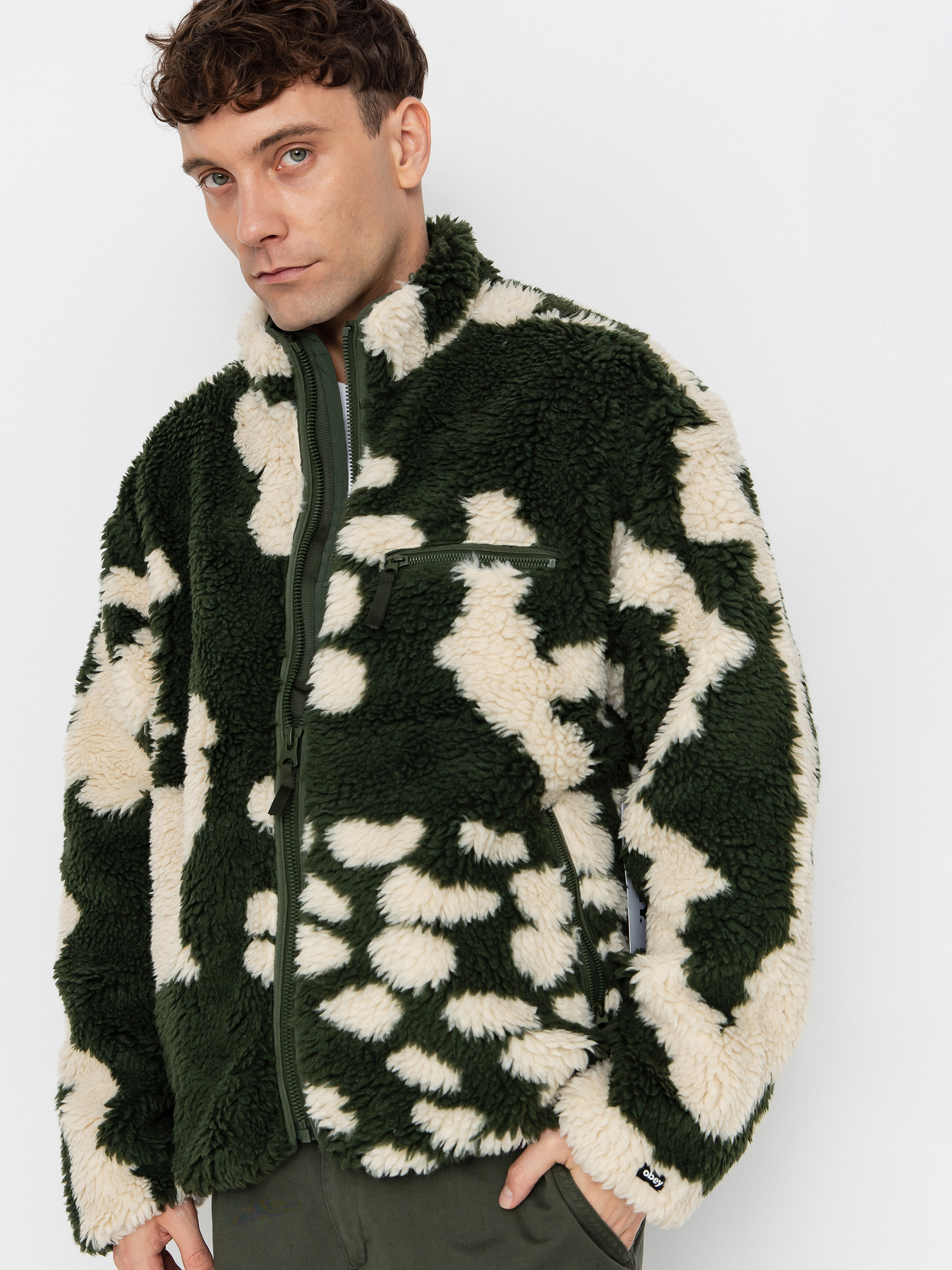 Поларени суитшърт OBEY Obey Shaggy Sherpa (kombu green multi)