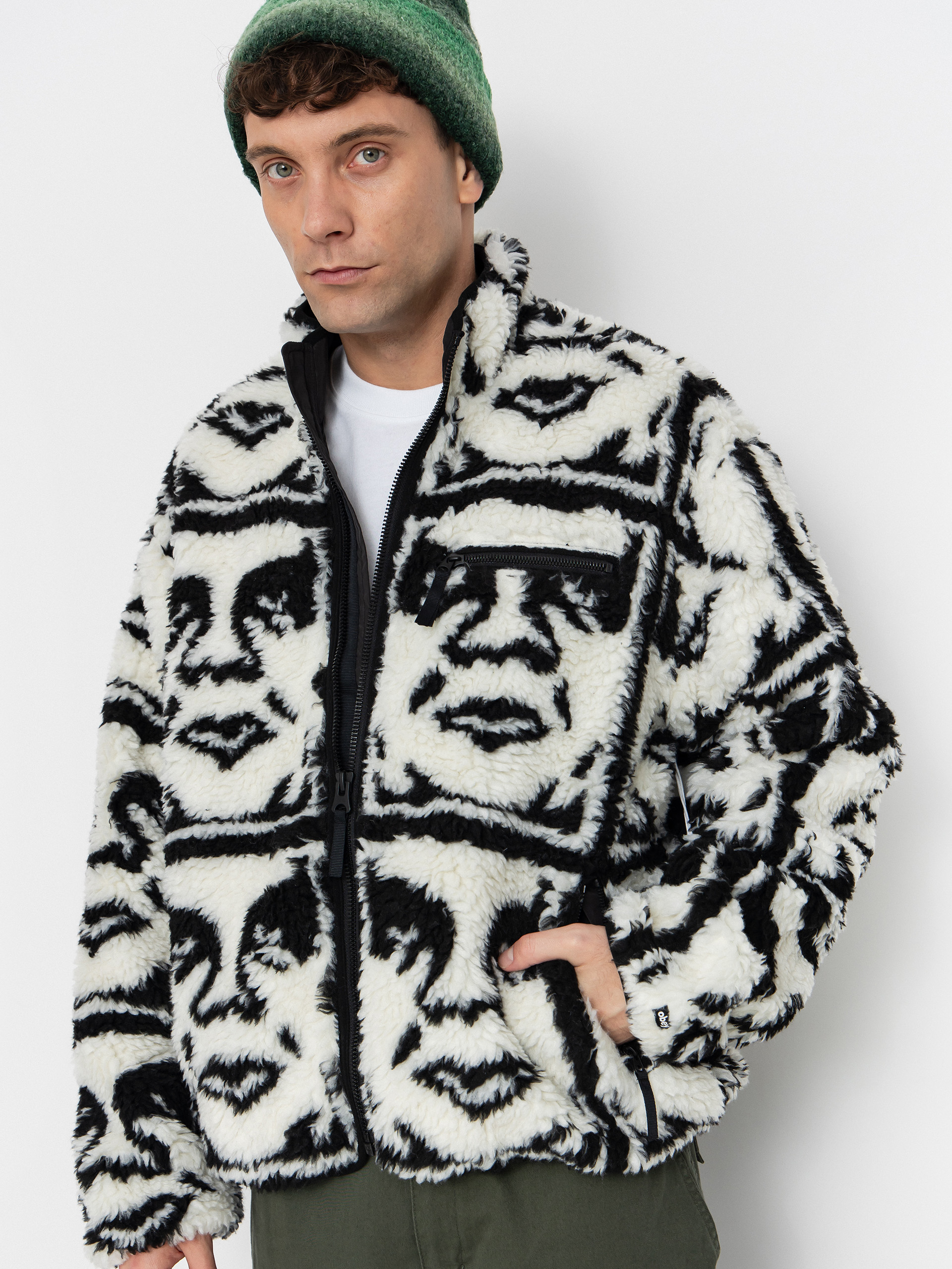 Поларени суитшърт OBEY Obey Repeated Icon Sherpa (black multi)