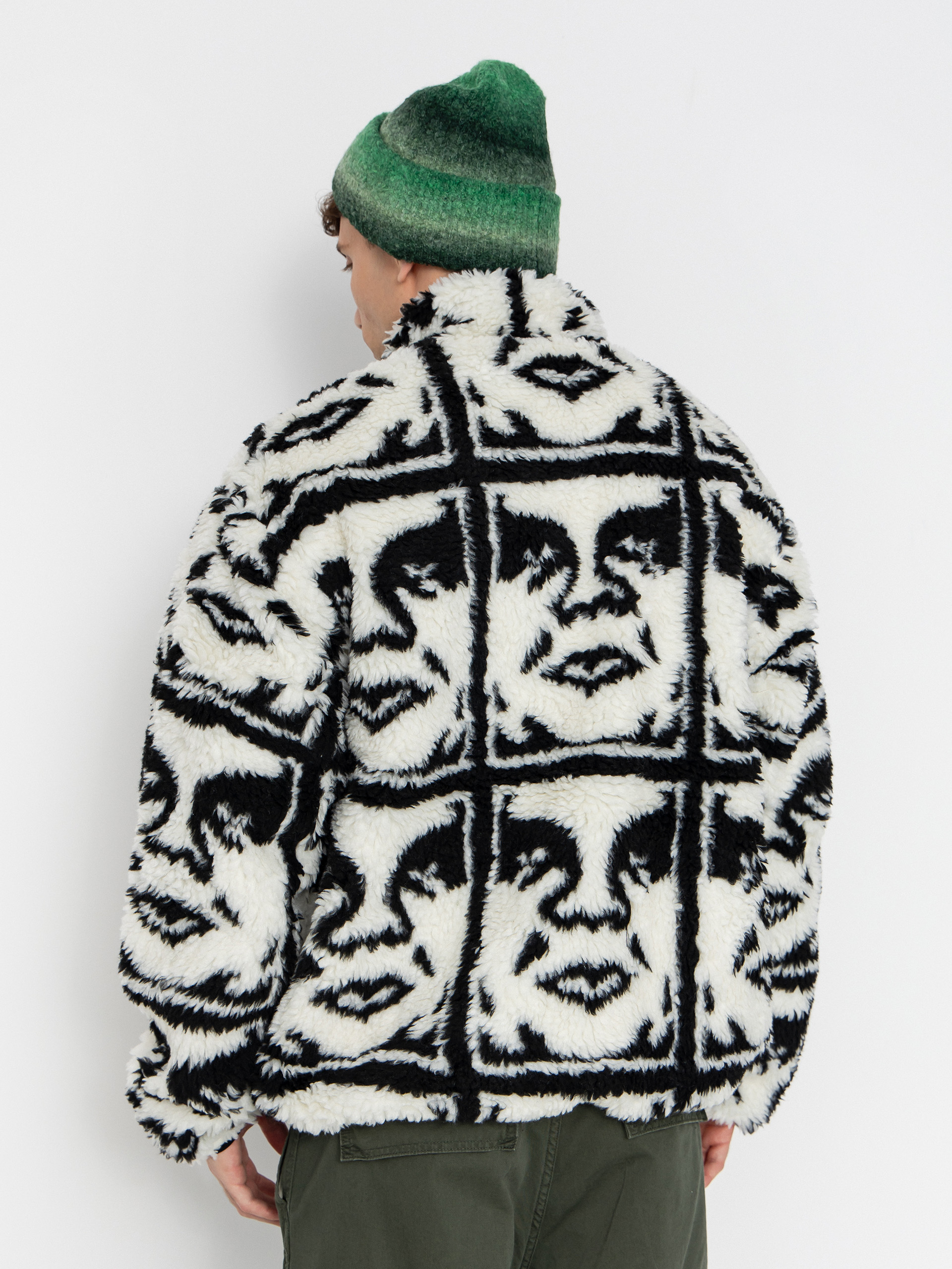 Мъжки Поларени суитшърт OBEY Obey Repeated Icon Sherpa (black multi)