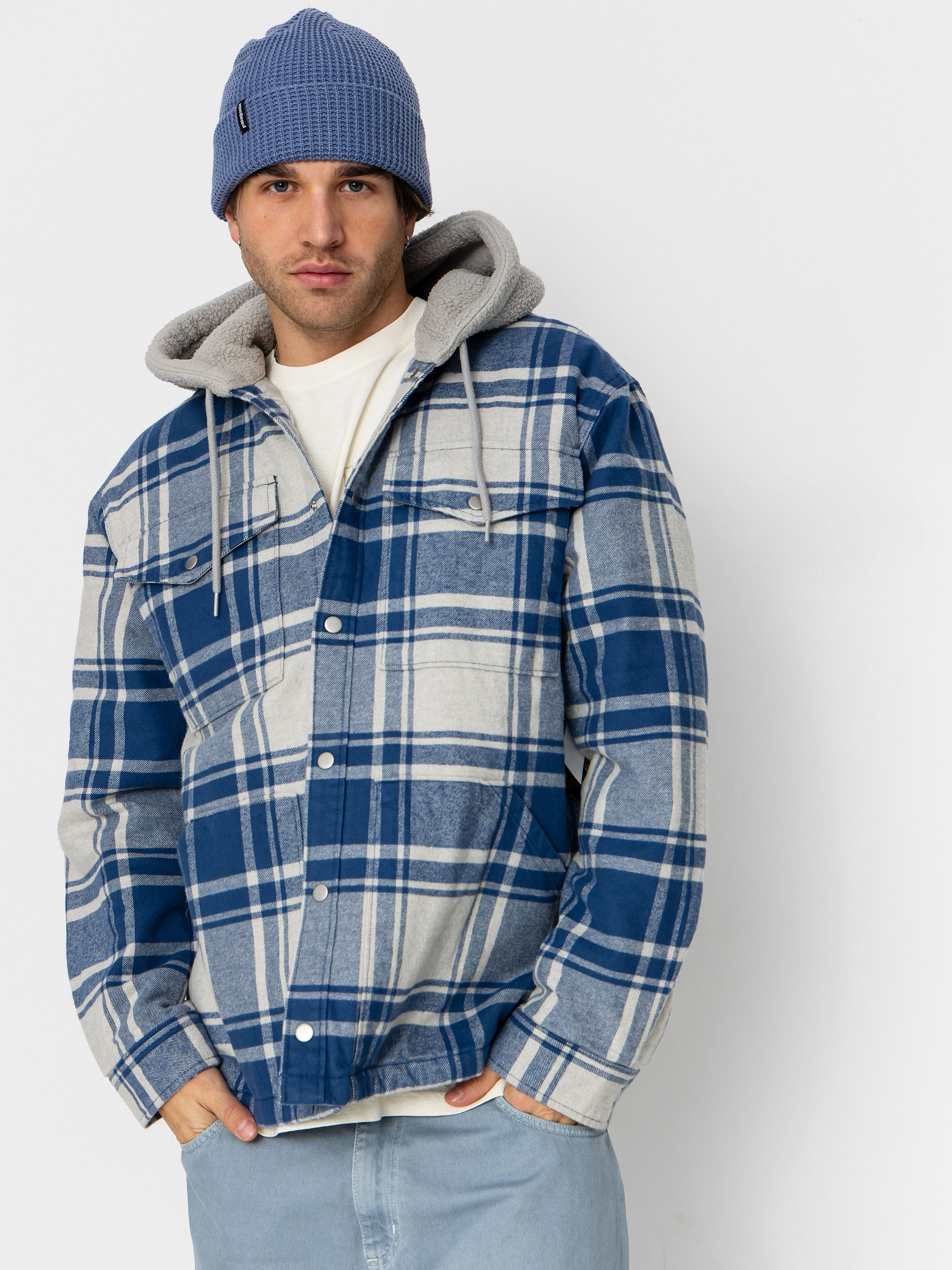 u0420u0438u0437u0430 Vans Piedmont Hooded Plaid Shacket (oatmeal heather/truenvy)