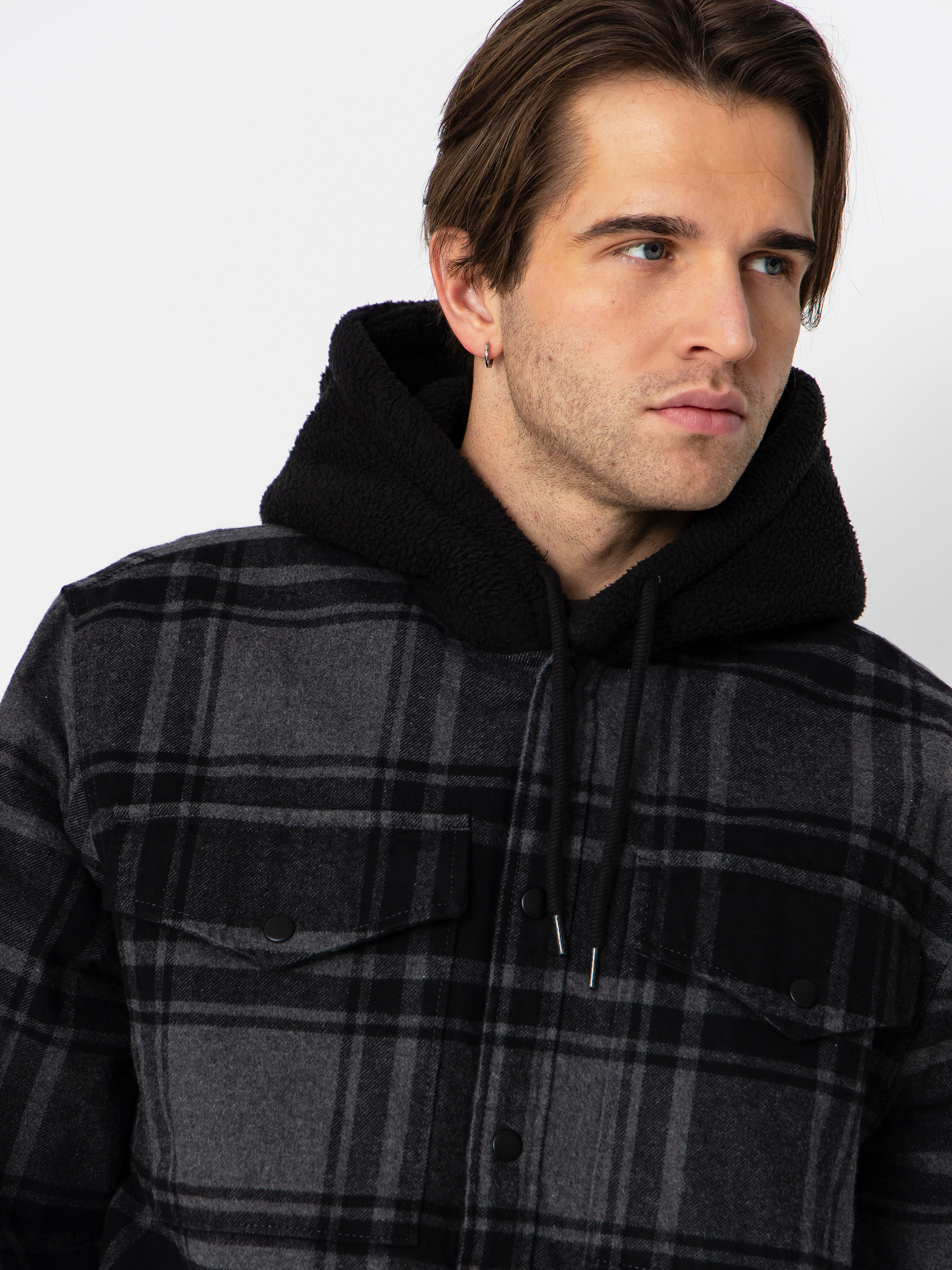 Риза Vans Piedmont Hooded Plaid Shacket (black/asphalt heather)