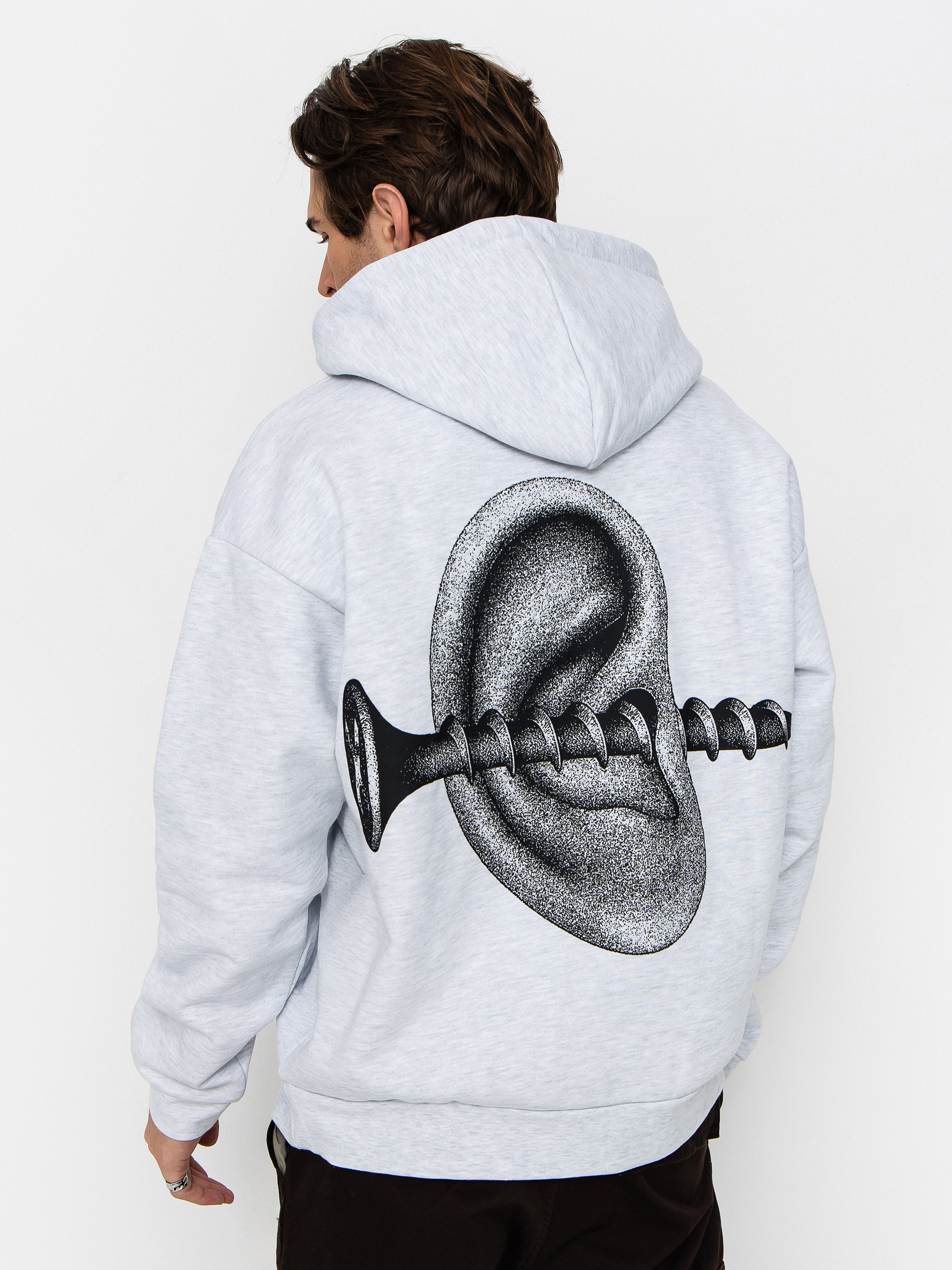 Суитшърт с качулка OBEY Obey Disorder Extra Heavy HD (ash grey)