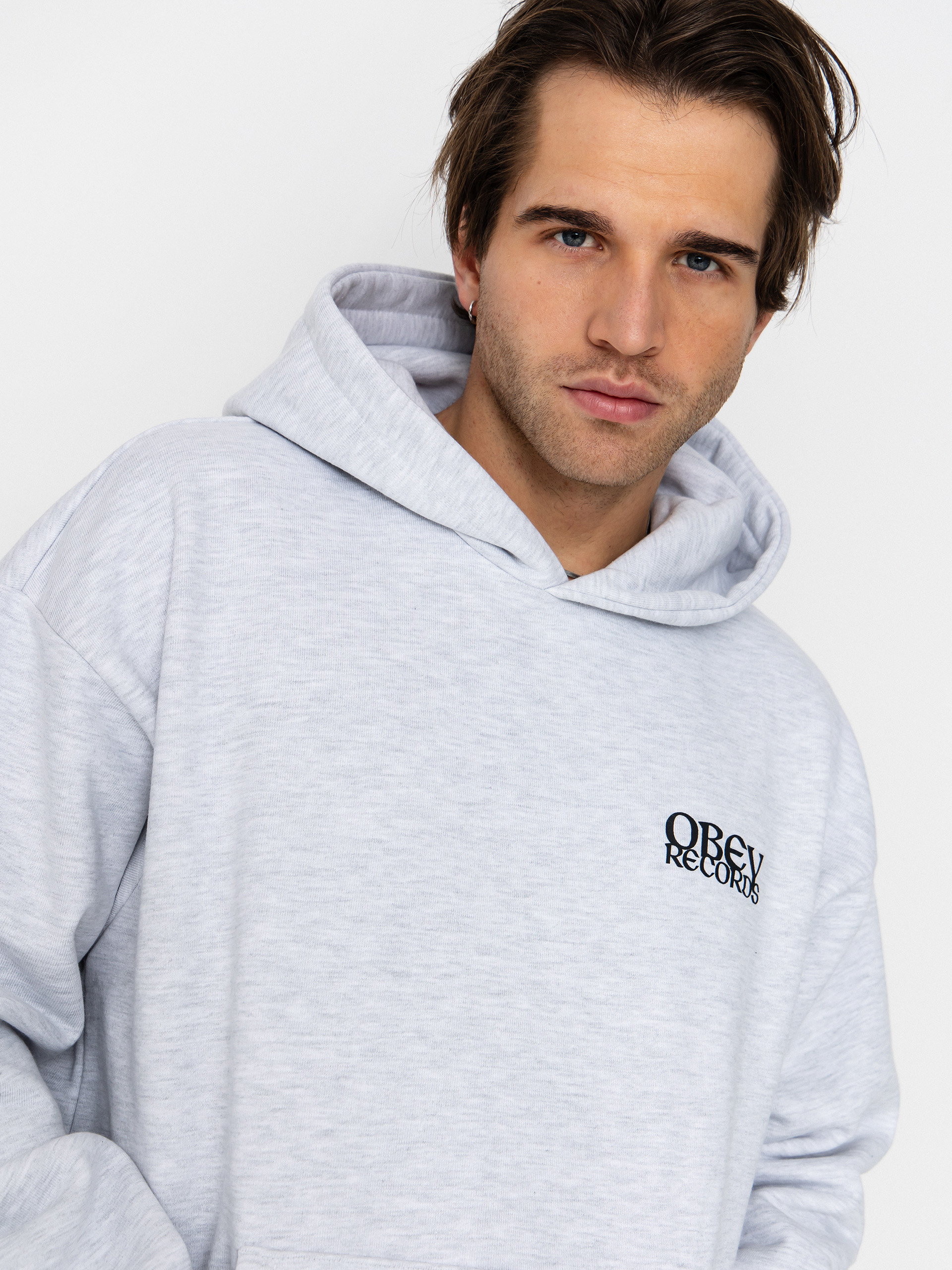 Суитшърт с качулка OBEY Obey Disorder Extra Heavy HD (ash grey)