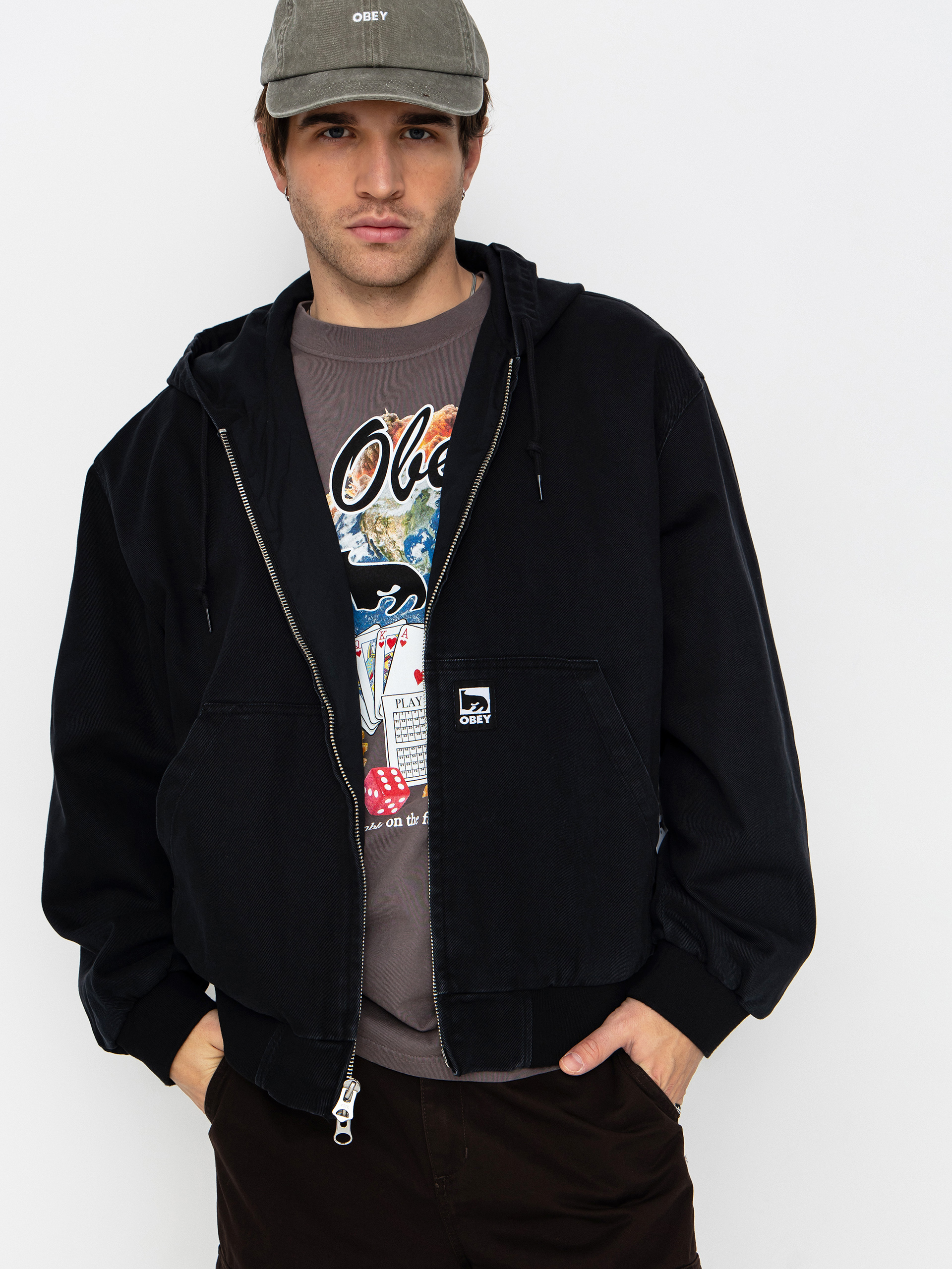 Яке OBEY Obey Glen Zip Up (black faded wash)