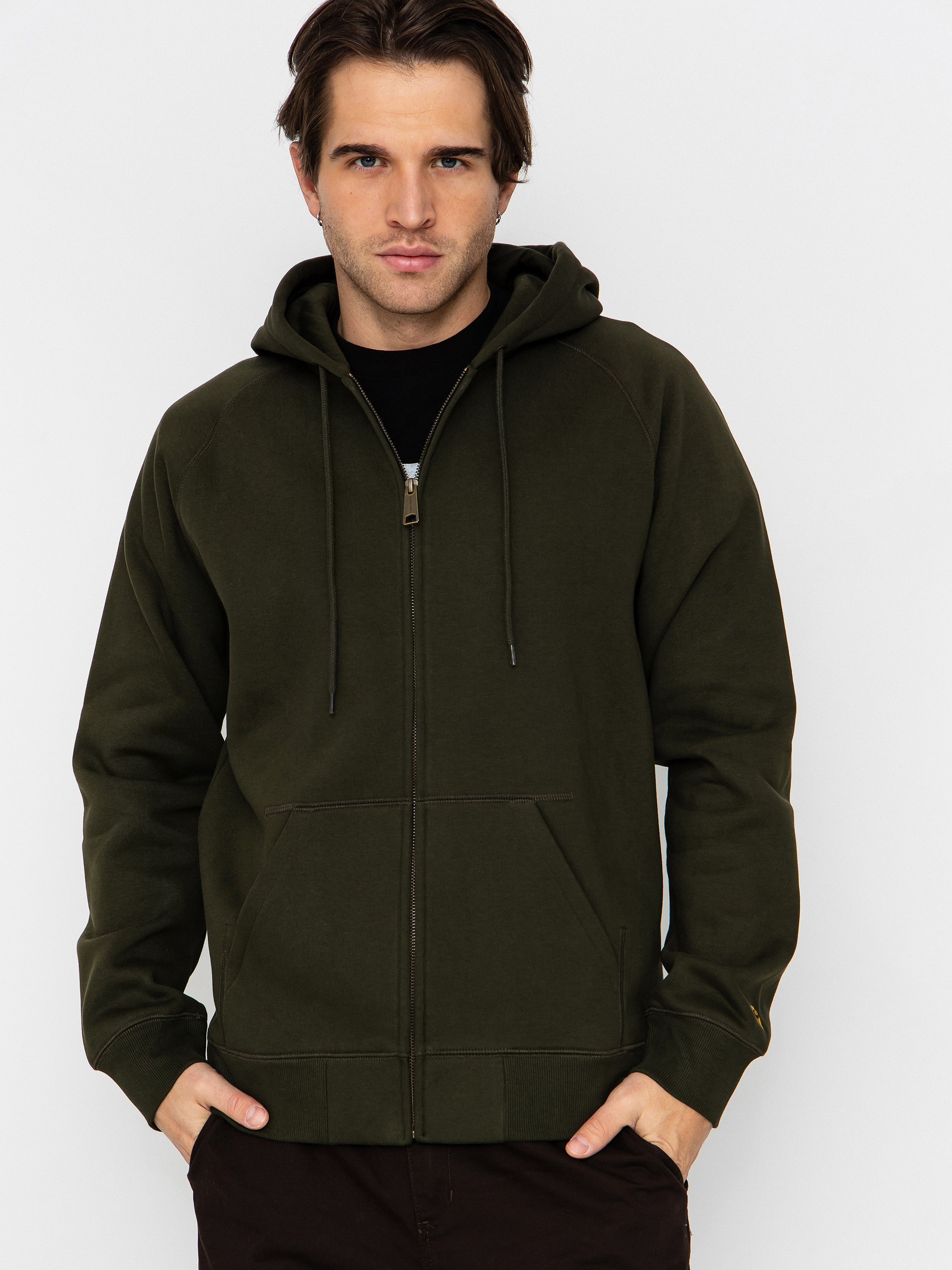 Суитшърт с качулка Carhartt WIP Chase ZHD (olive/gold)