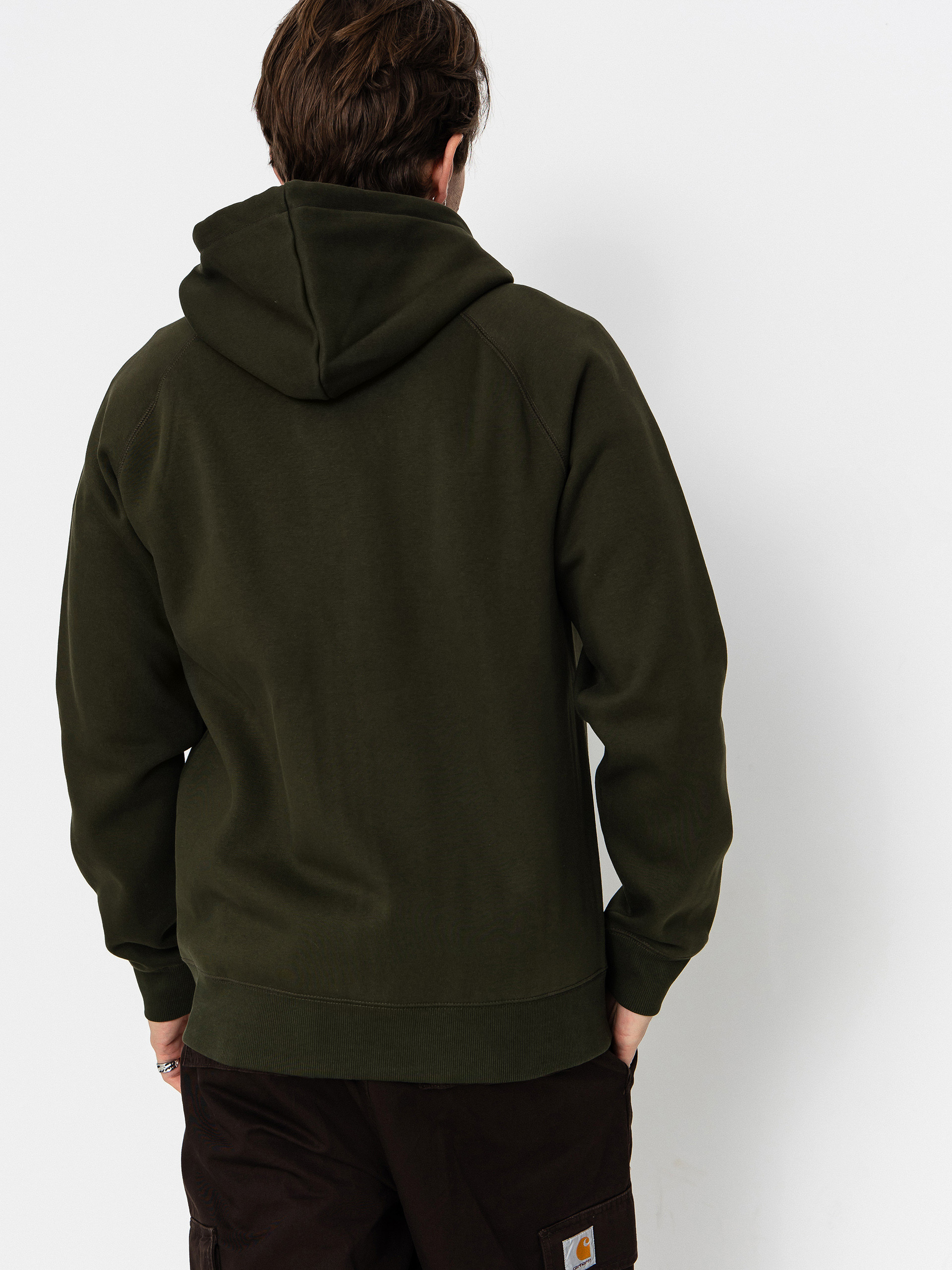 Суитшърт с качулка Carhartt WIP Chase ZHD (olive/gold)