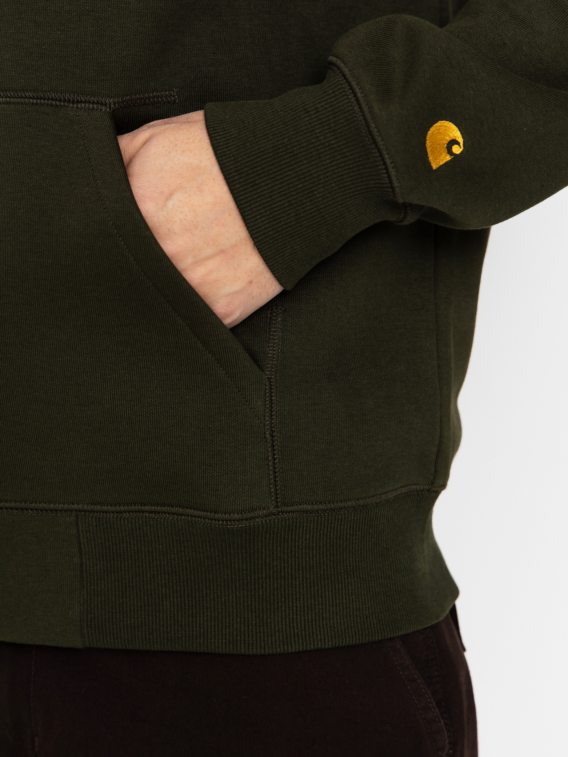 Суитшърт с качулка Carhartt WIP Chase ZHD (olive/gold)