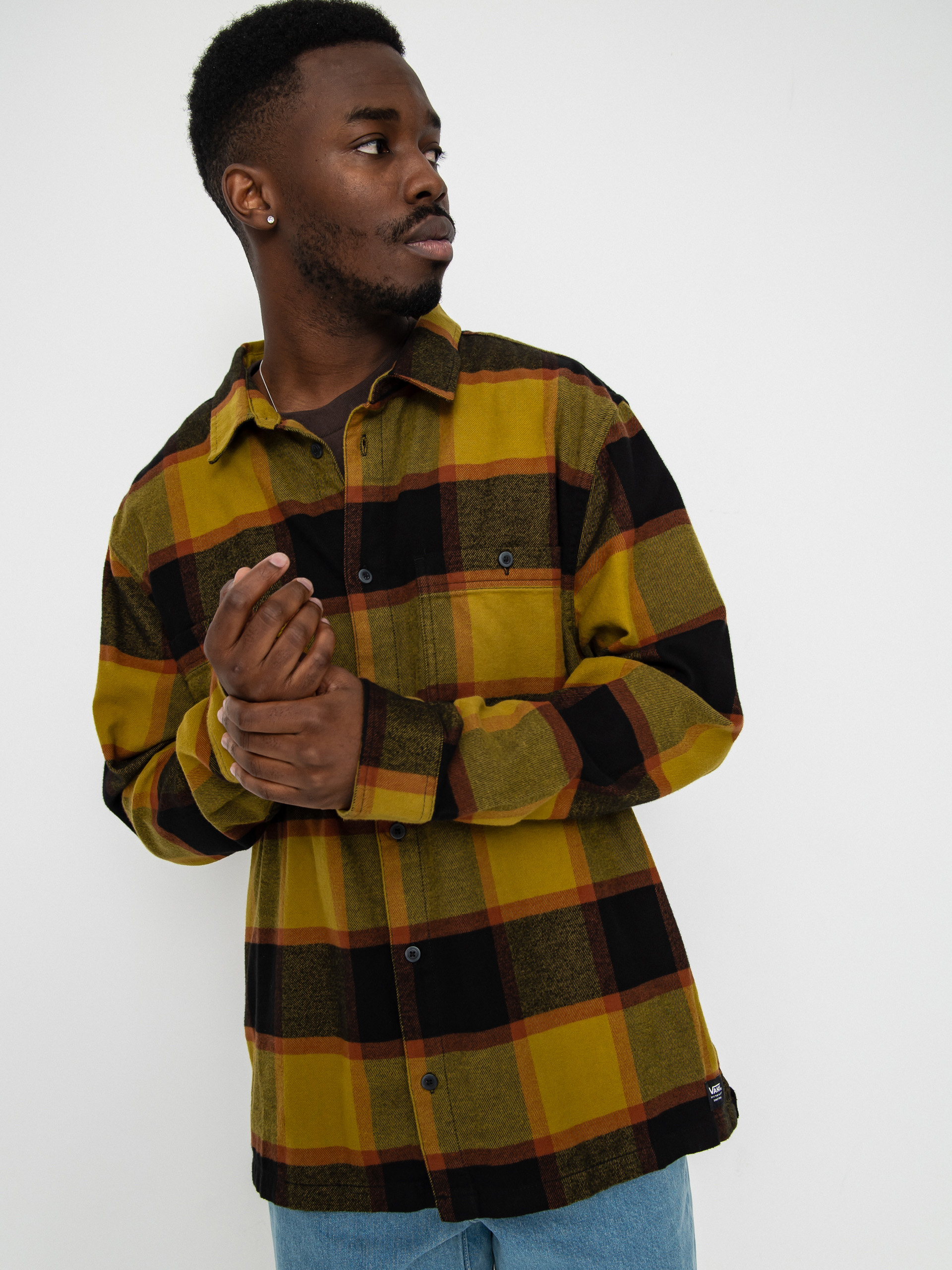 Риза Vans Larkspur Plaid Flannel (burnt gold/black)