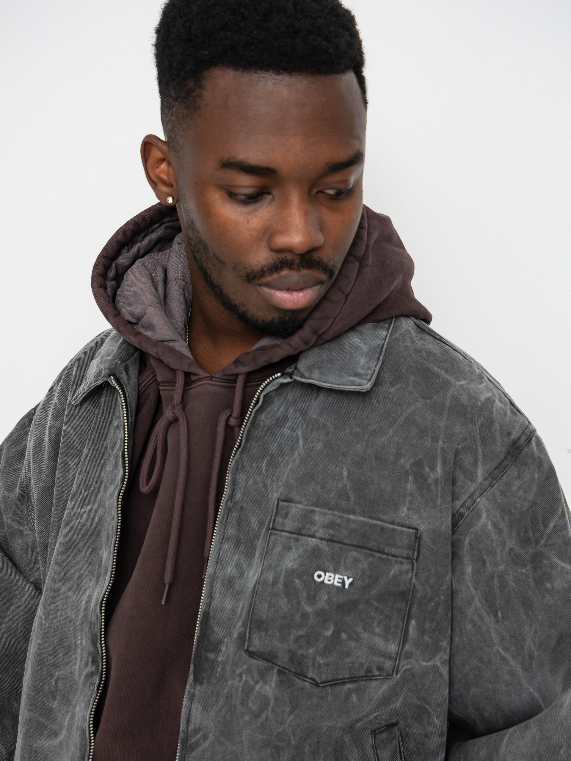 Яке OBEY Obey Workman Zip (black wrinkle wash)